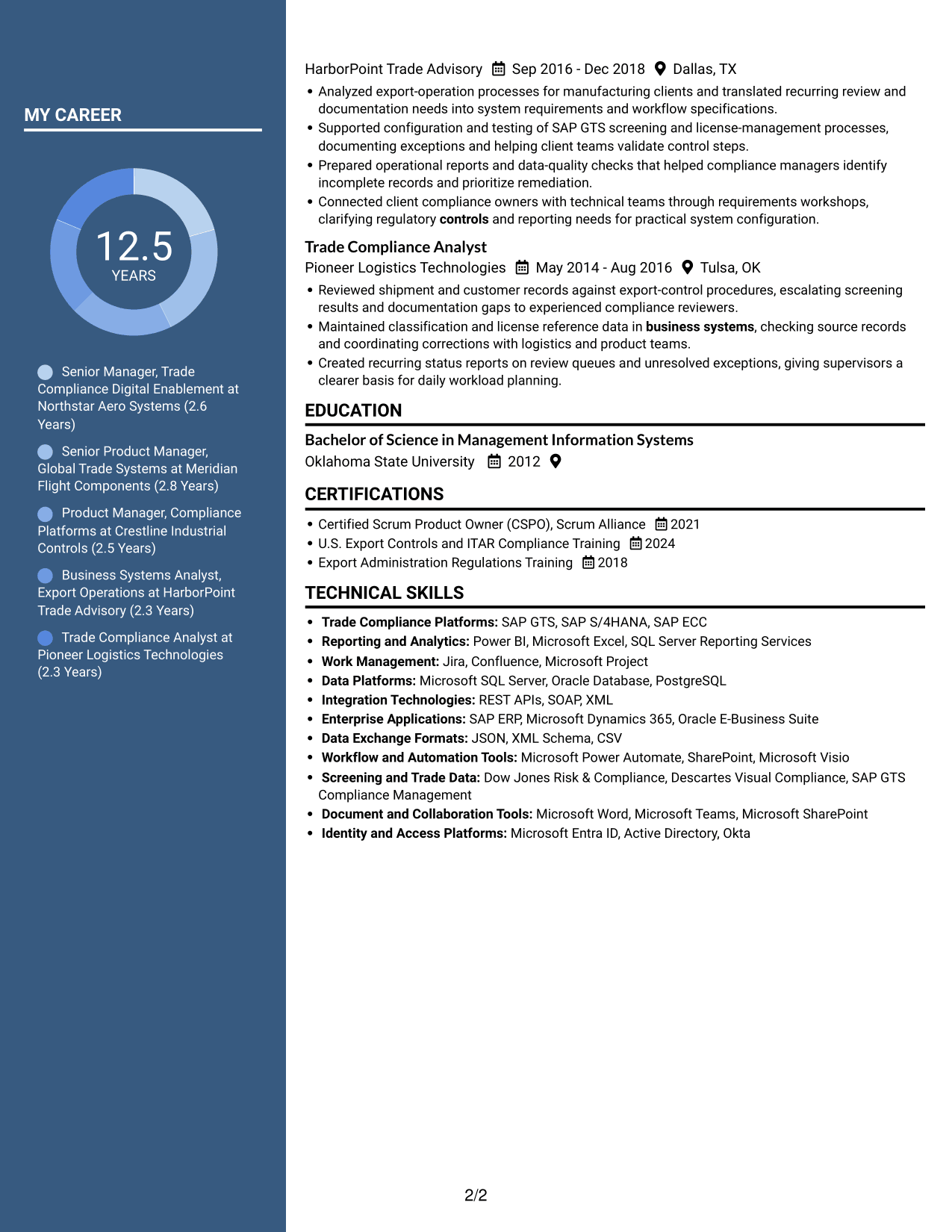 Resume example — page 2