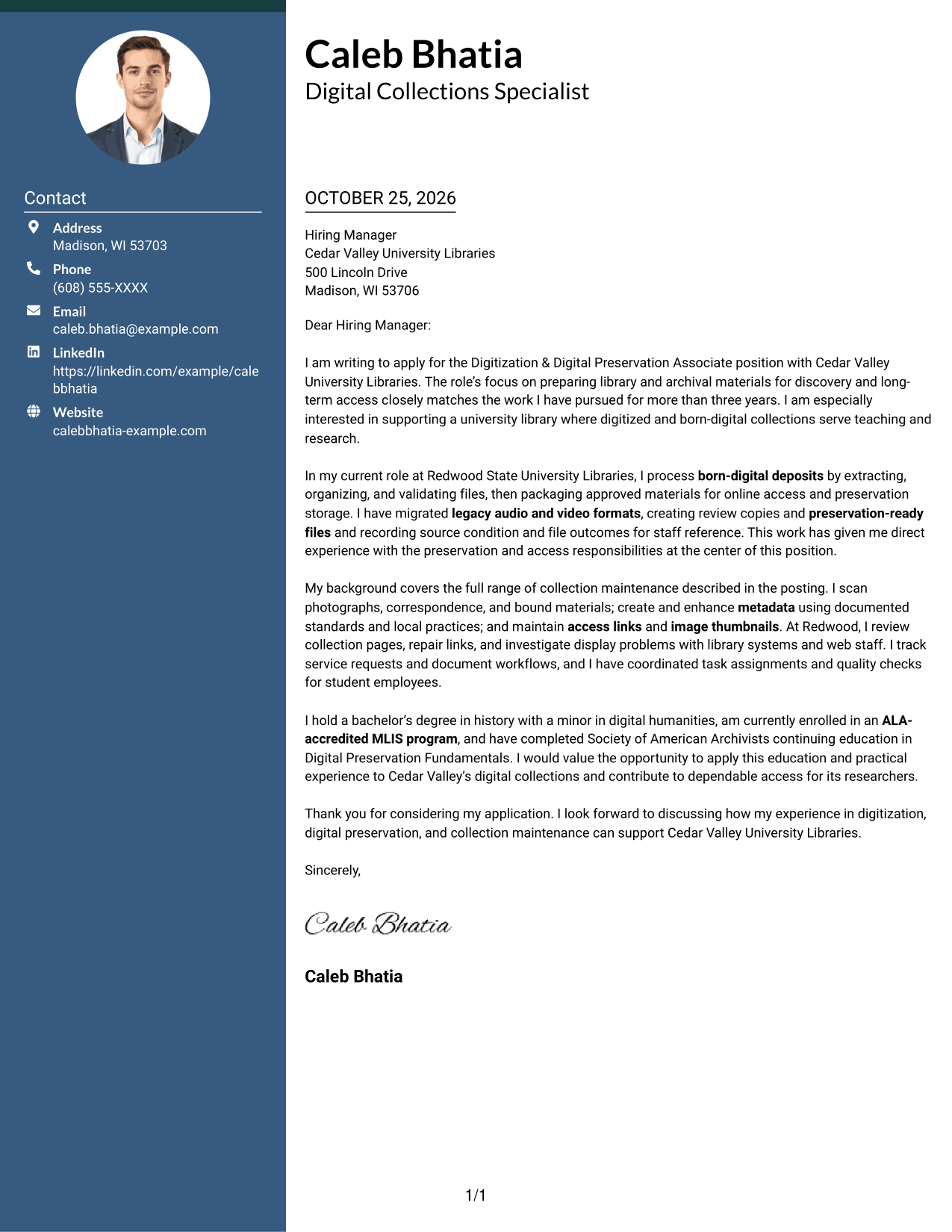 Cover letter example — page 1
