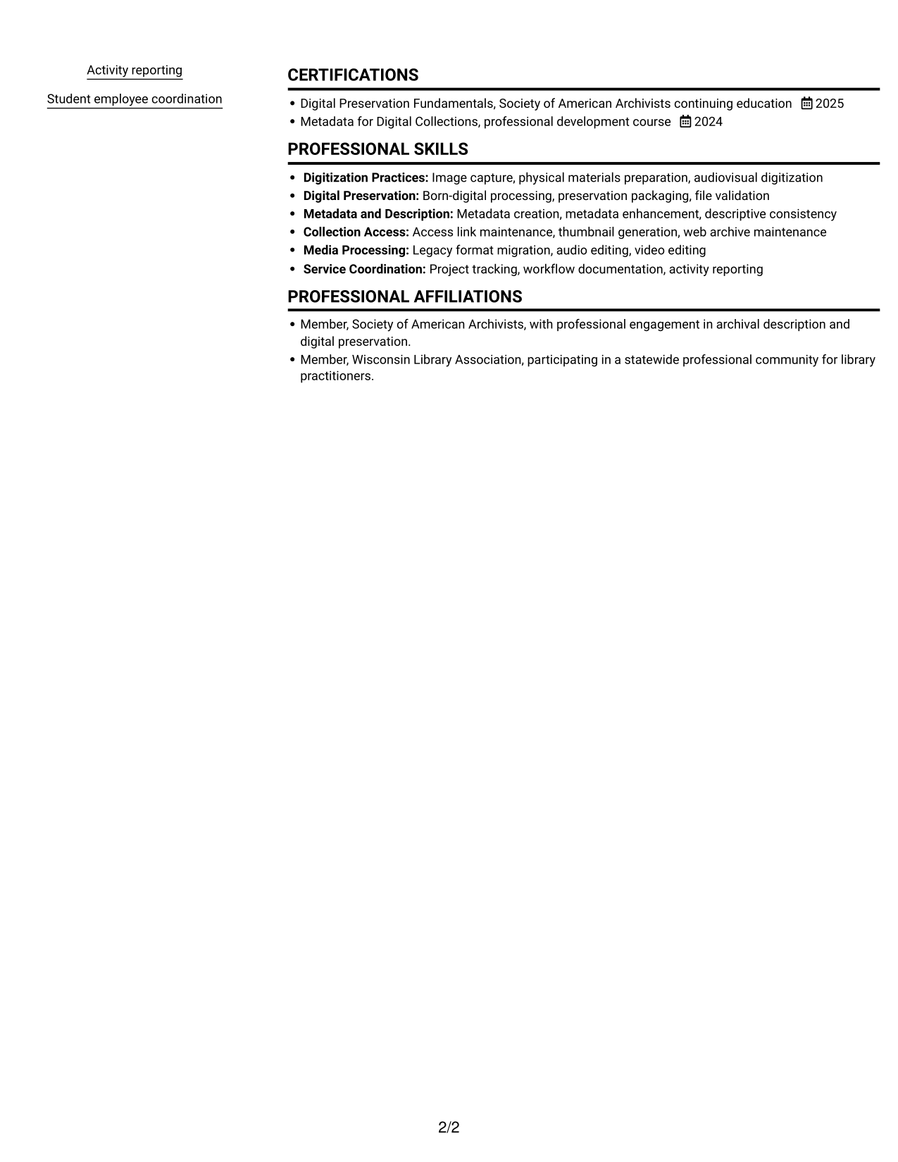 Resume example — page 2