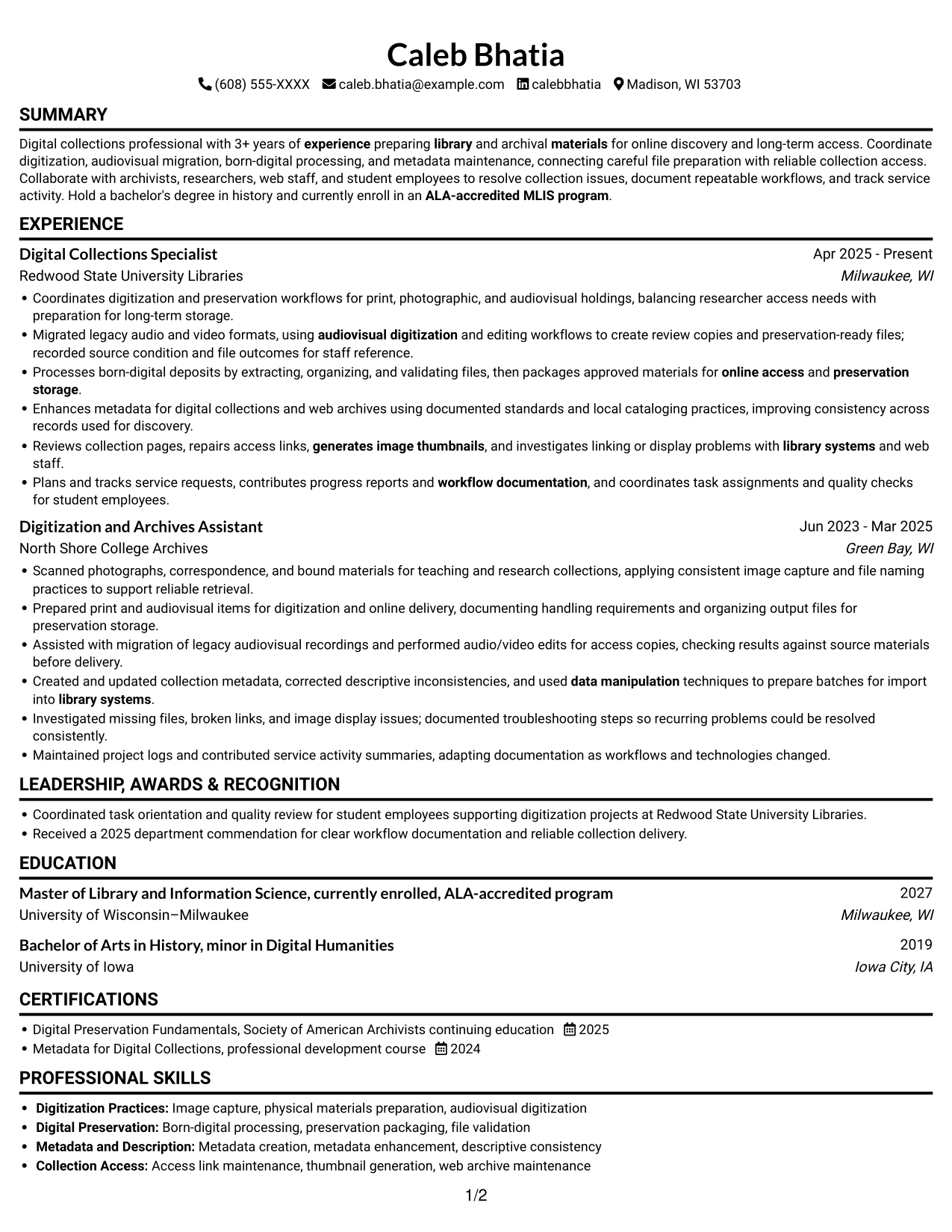 Resume example — page 1