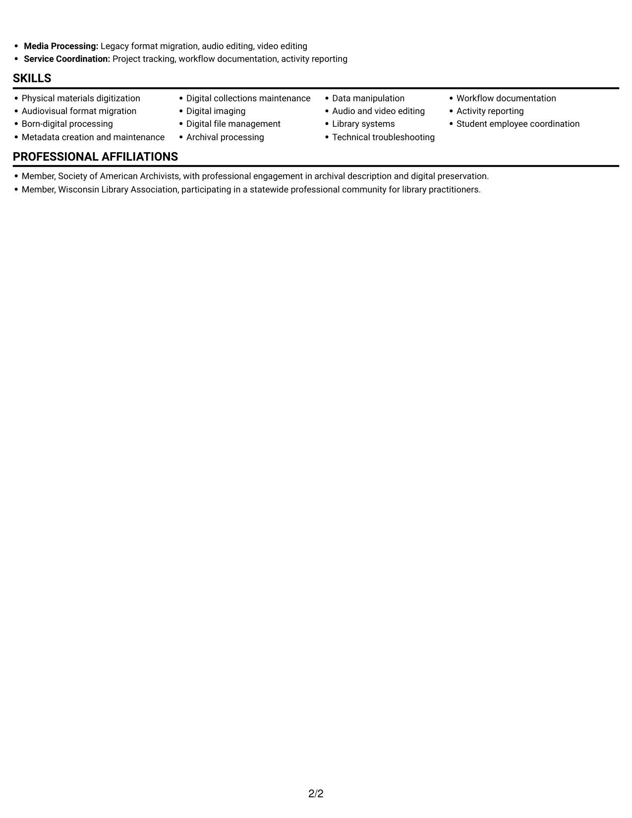 Resume example — page 2