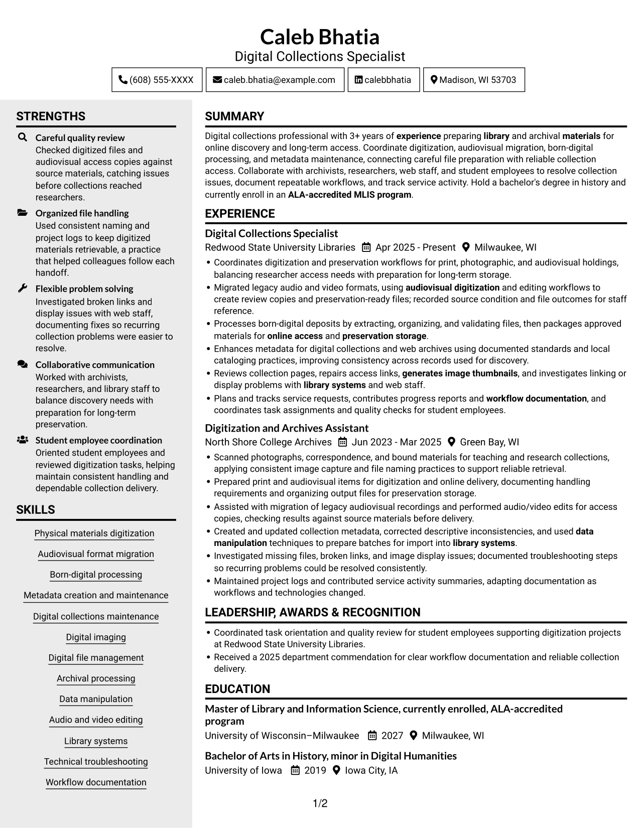 Resume example — page 1