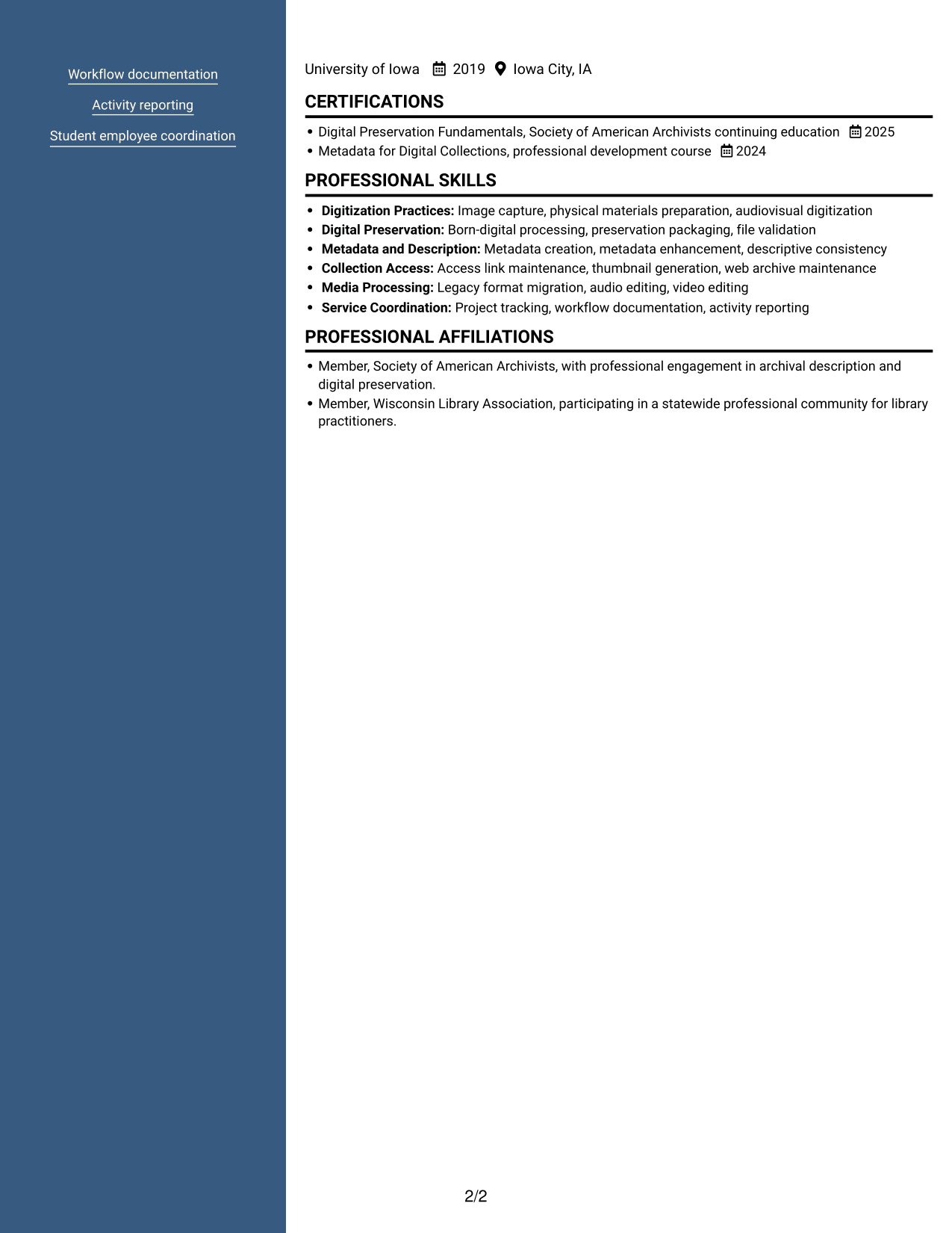 Resume example — page 2