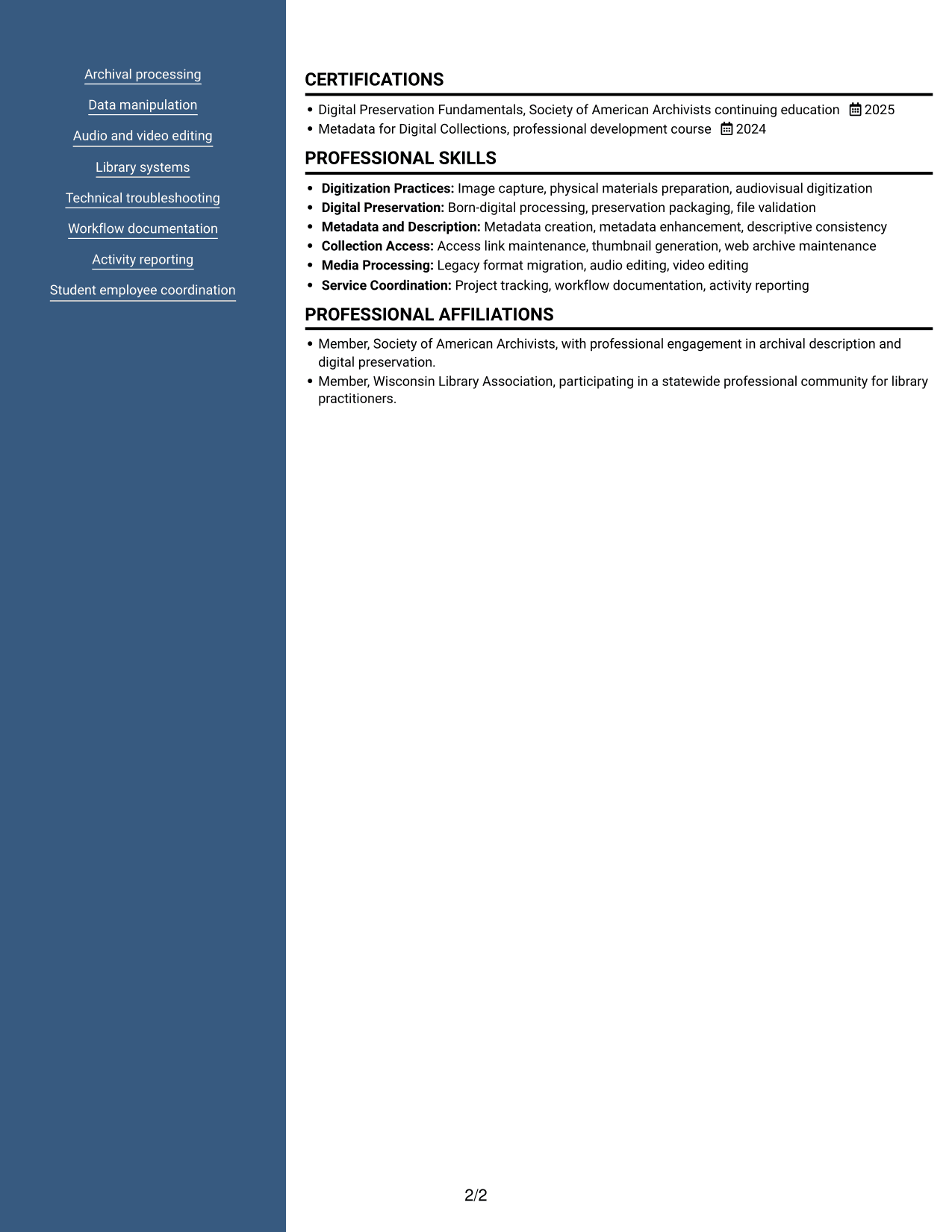 Resume example — page 2