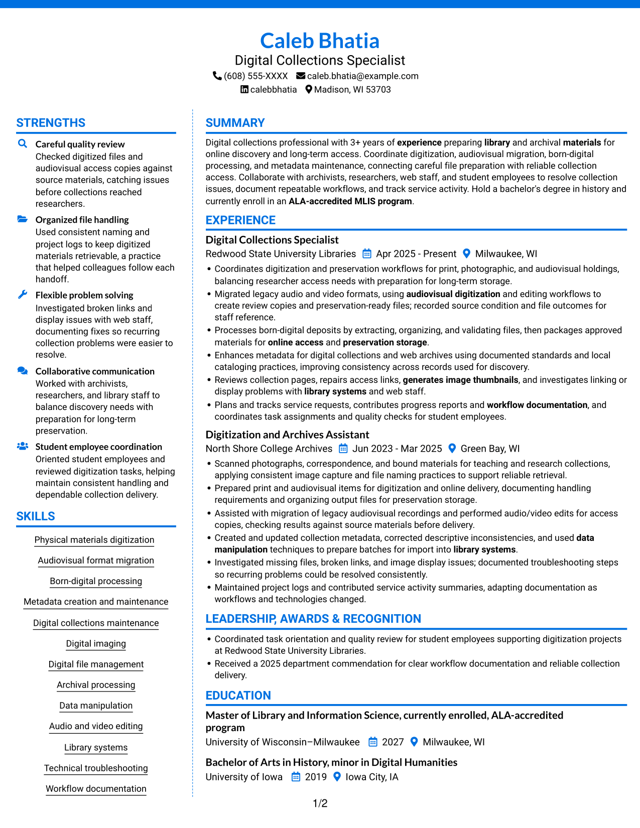 Resume example — page 1