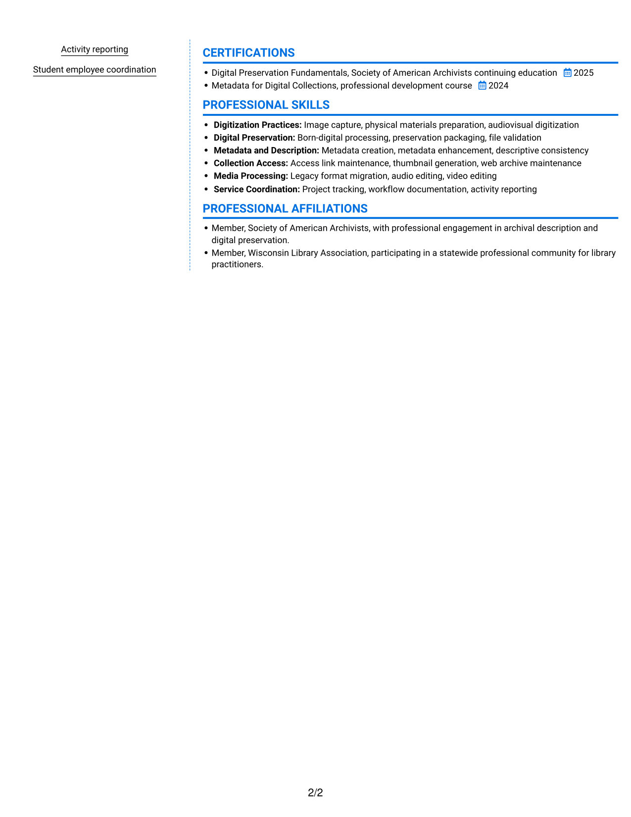 Resume example — page 2