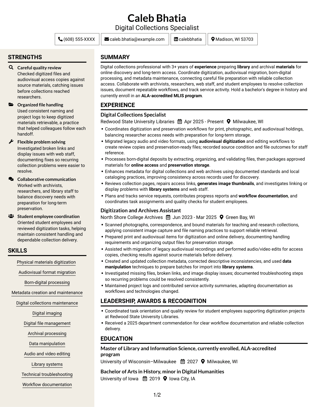 Resume example — page 1