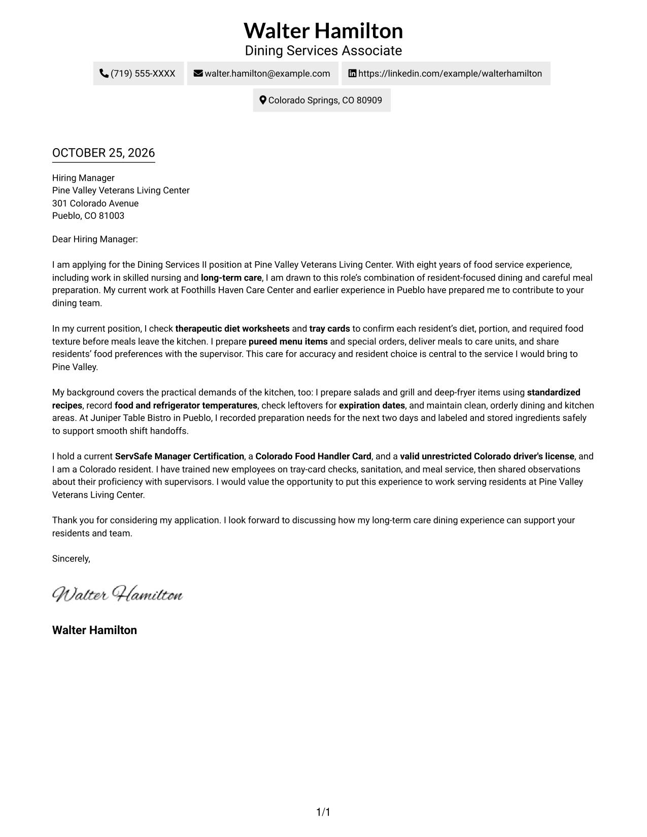 Cover letter example — page 1
