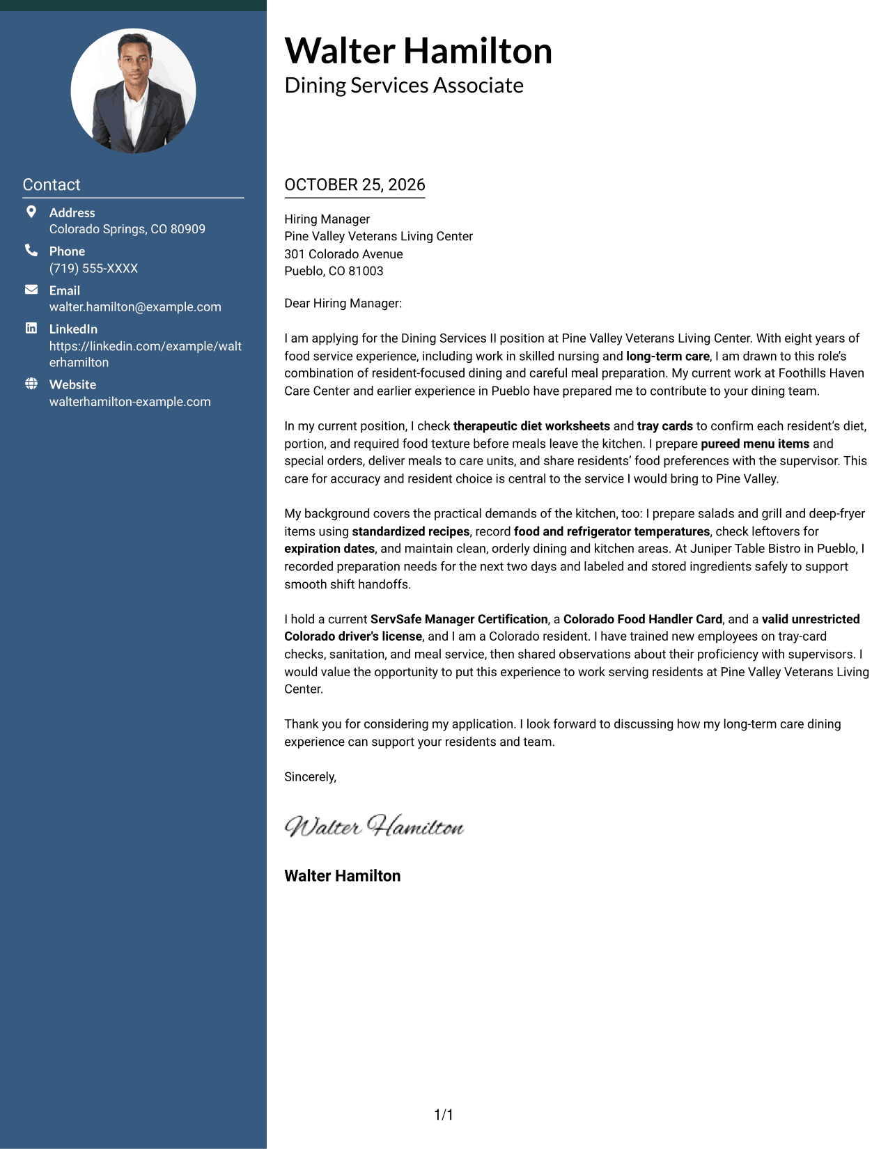 Cover letter example — page 1