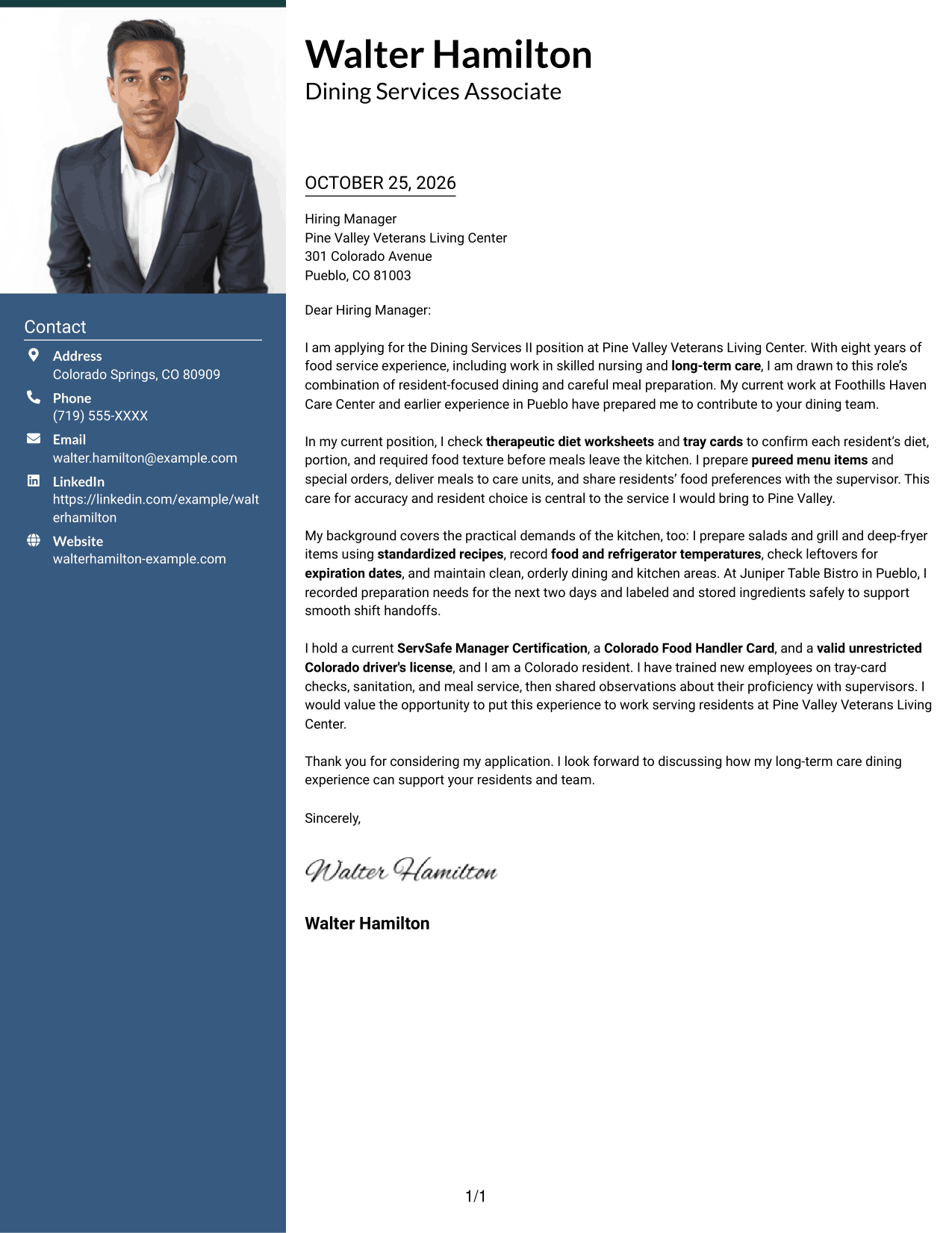 Cover letter example — page 1