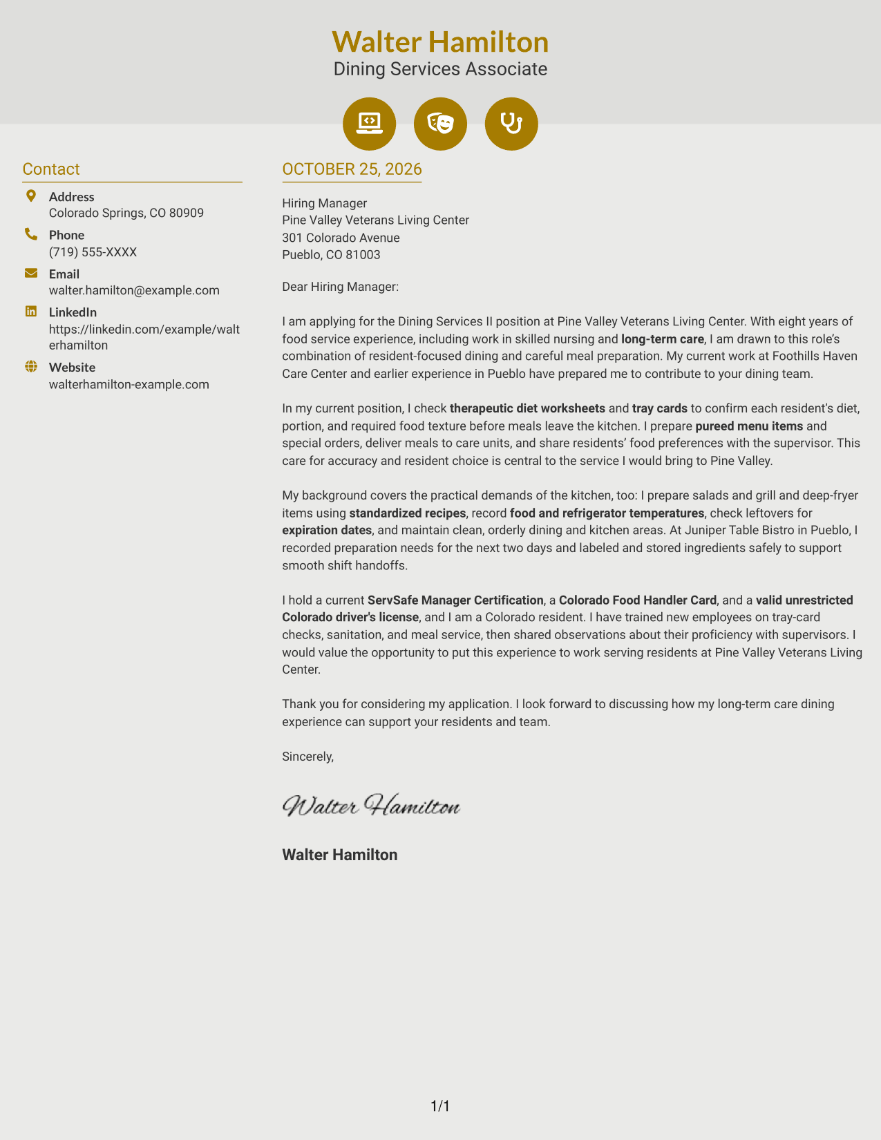 Cover letter example — page 1