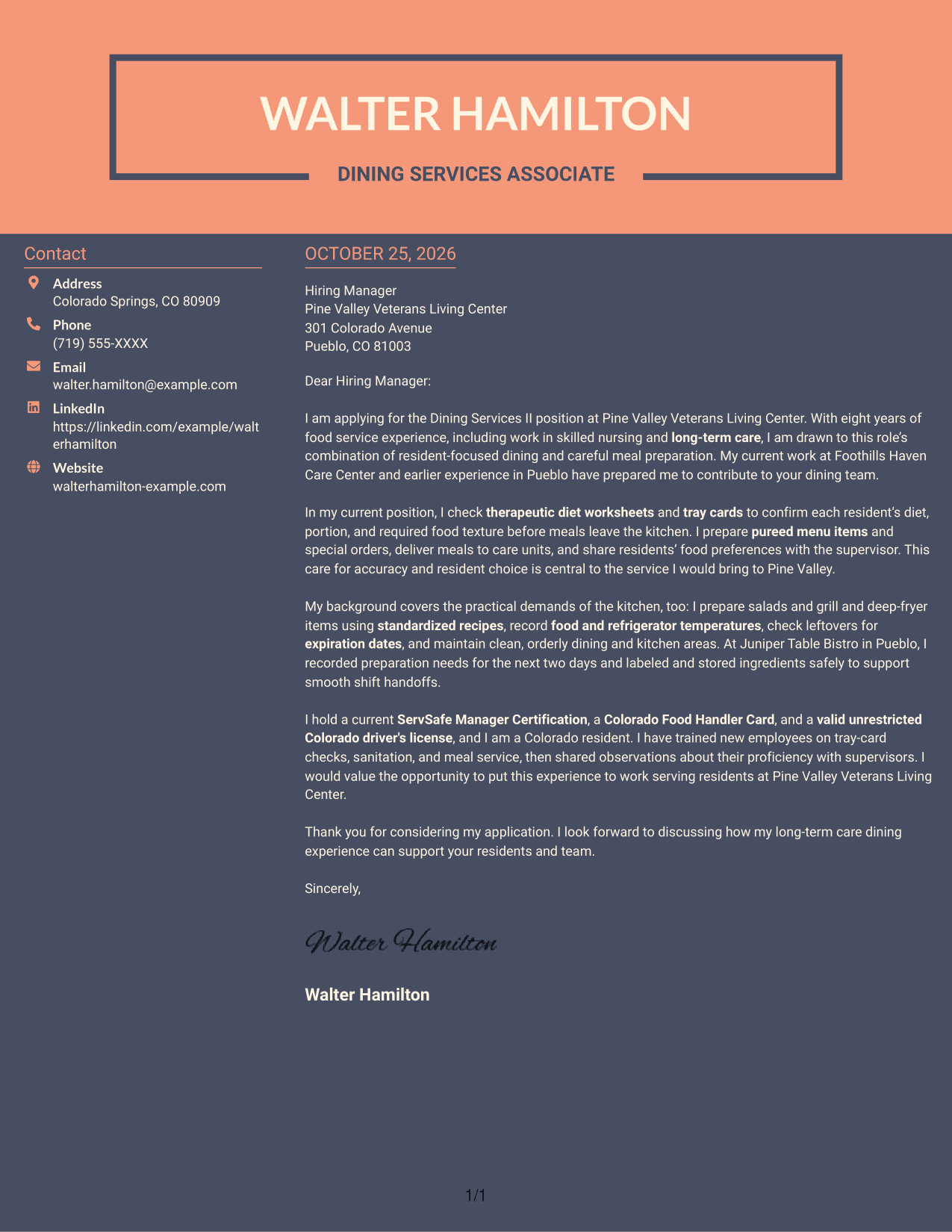 Cover letter example — page 1
