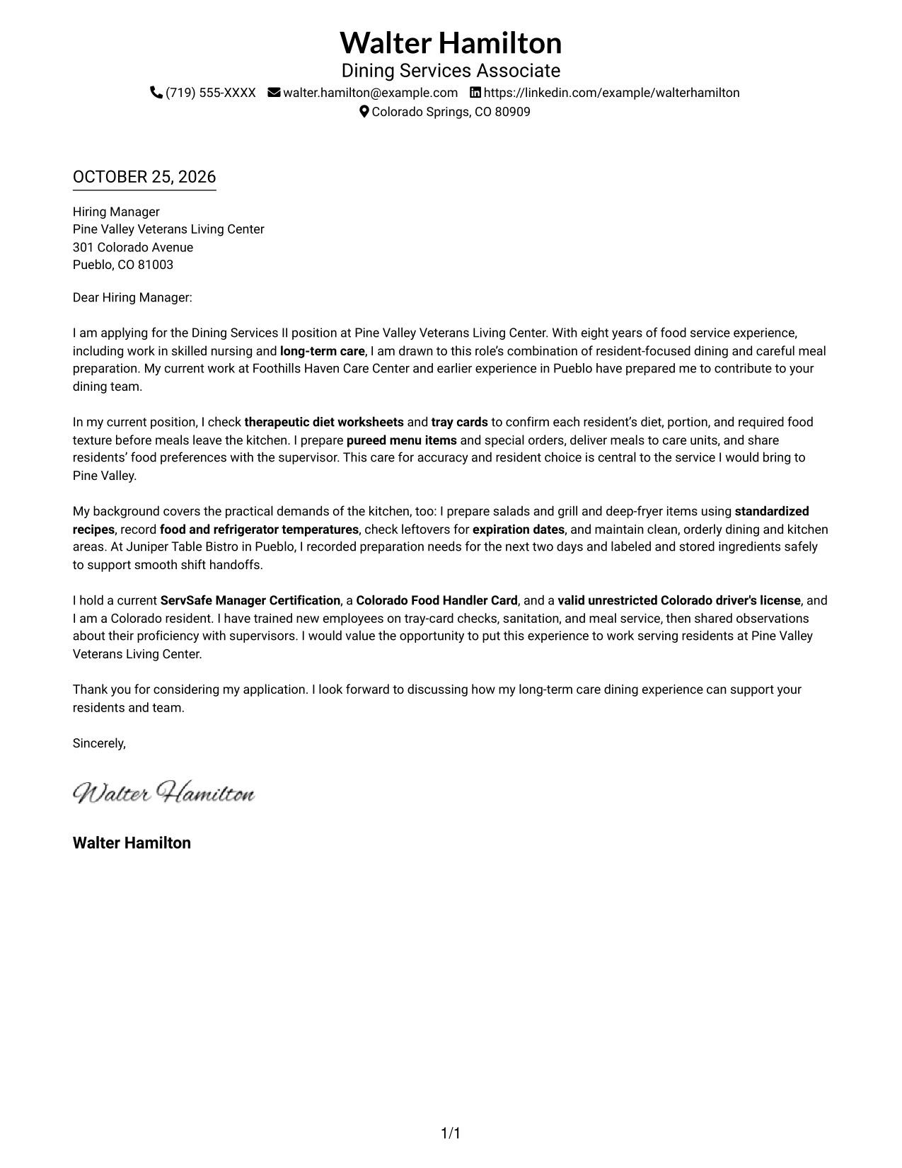 Cover letter example — page 1