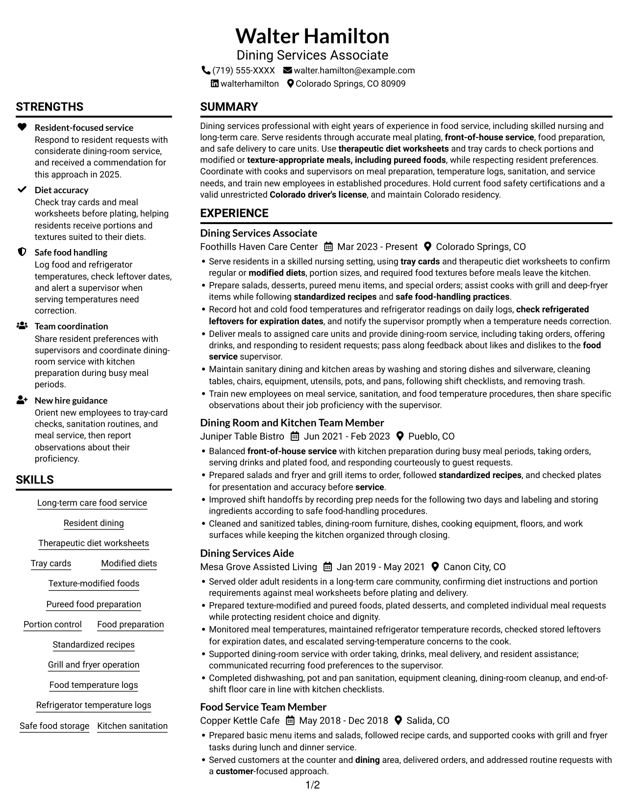 Resume example — page 1