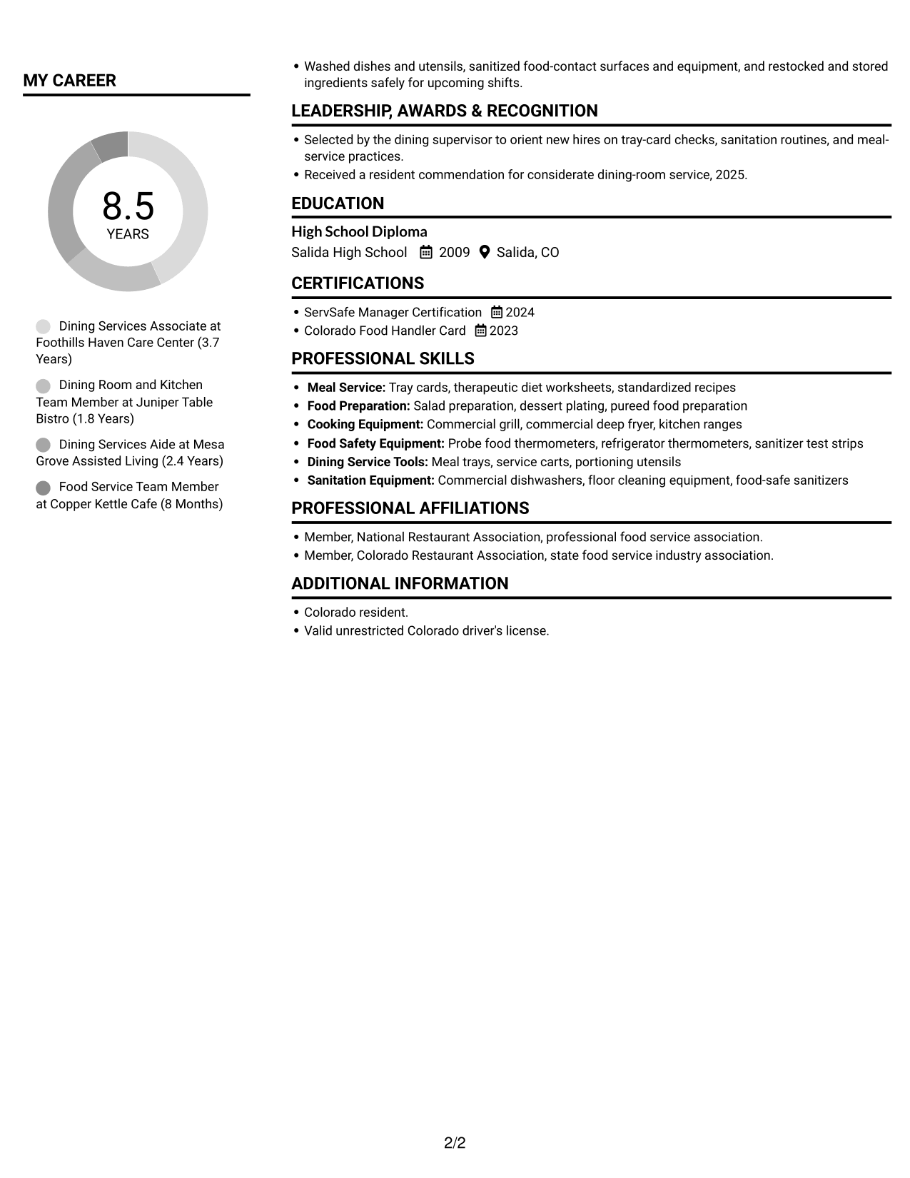 Resume example — page 2