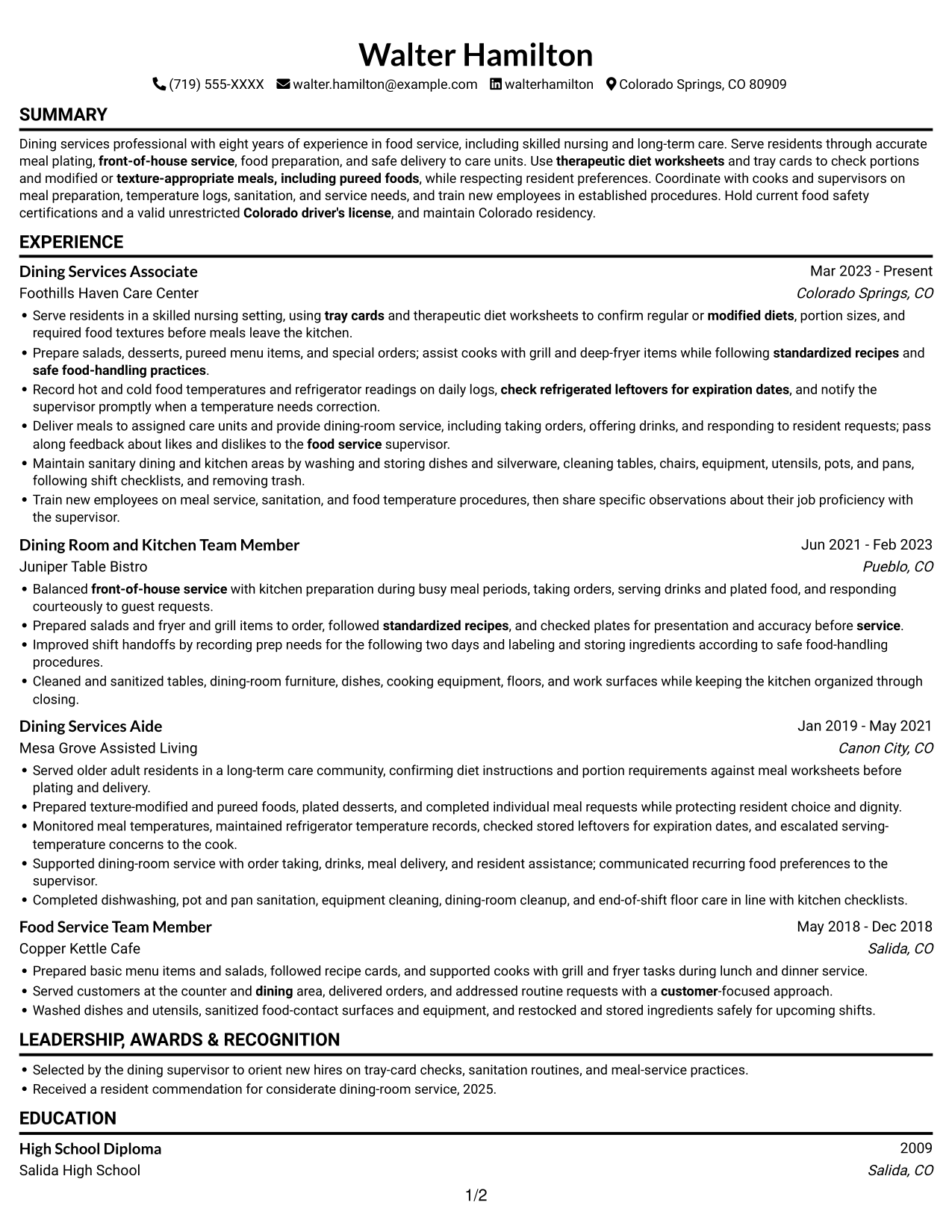 Resume example — page 1