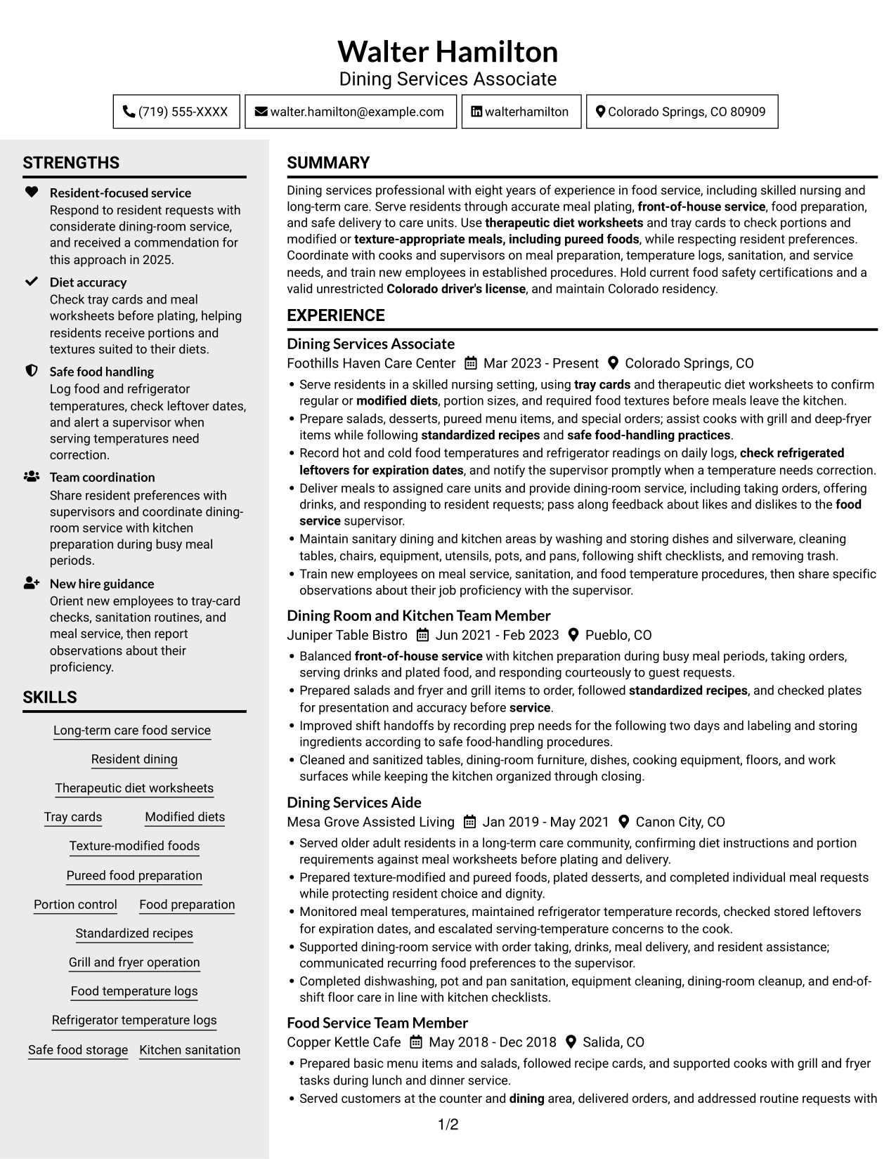 Resume example — page 1