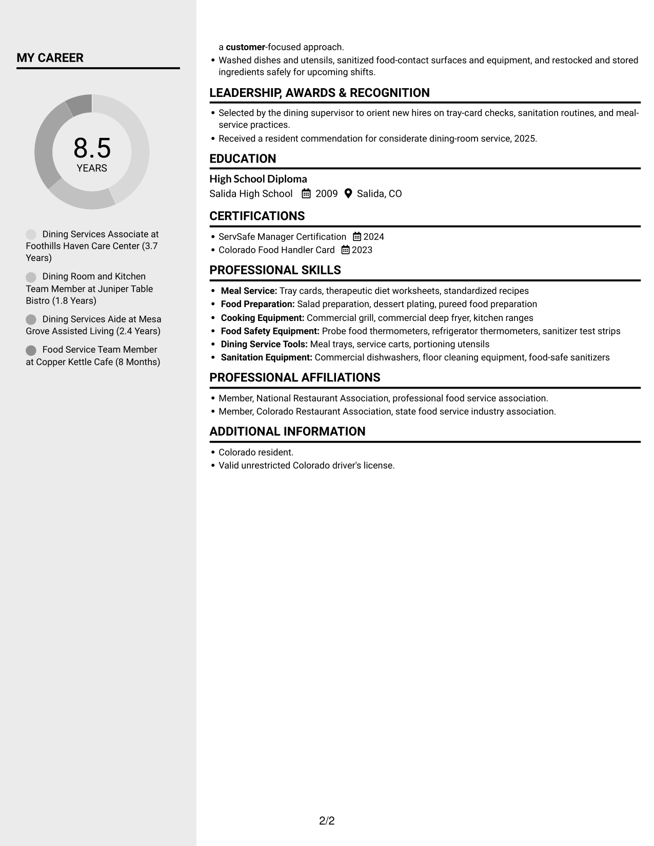 Resume example — page 2