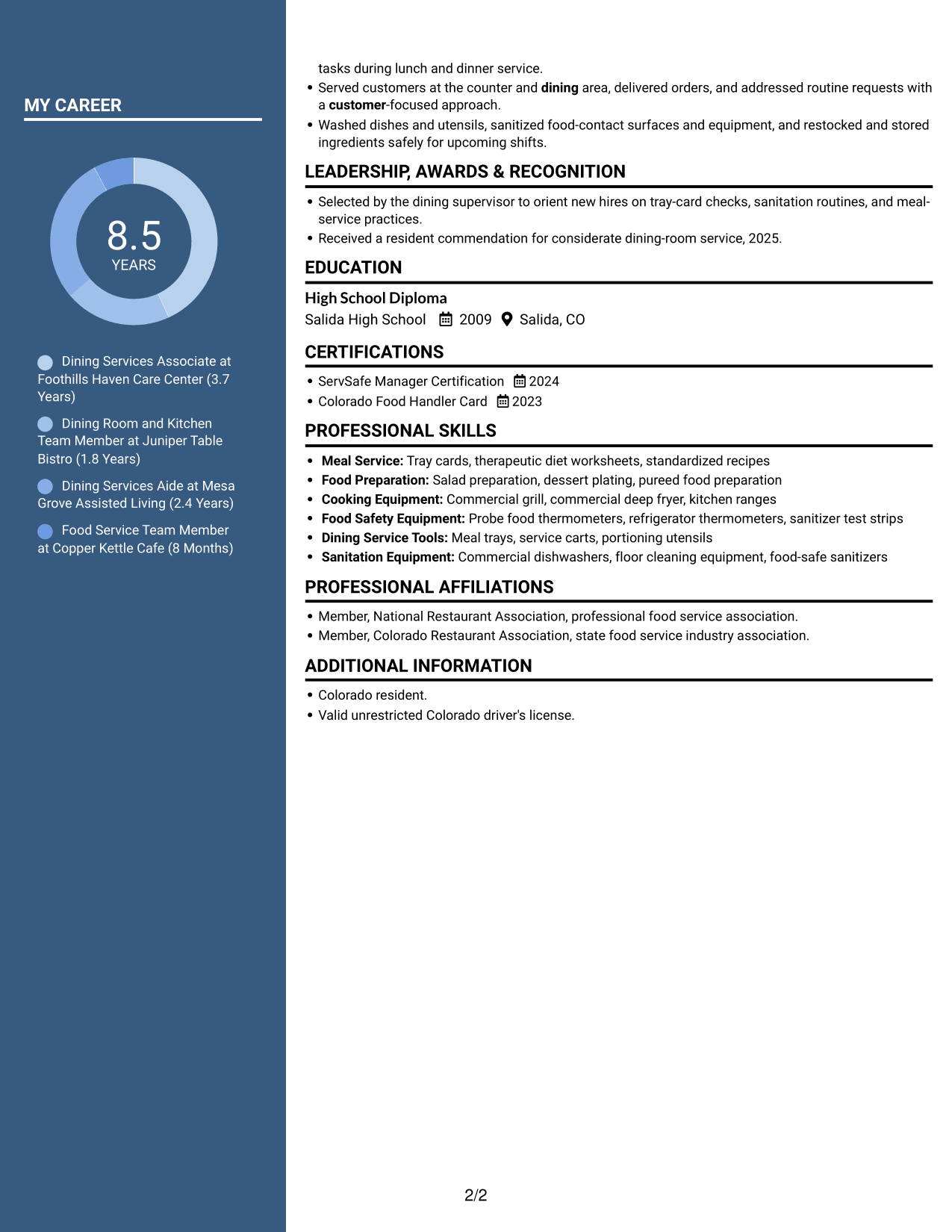 Resume example — page 2
