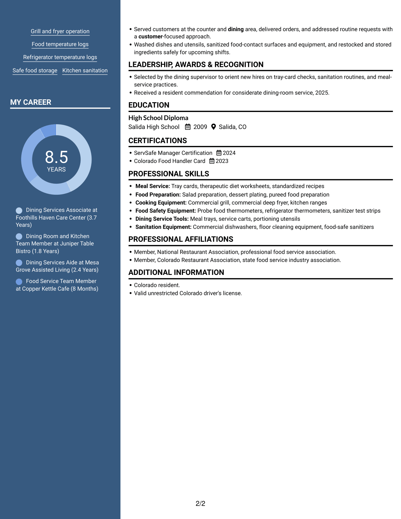 Resume example — page 2