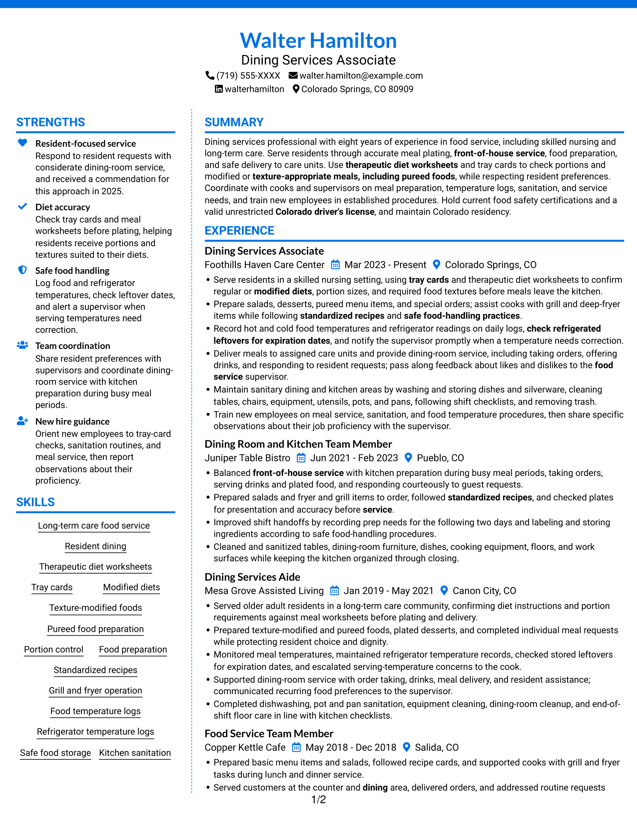 Resume example — page 1