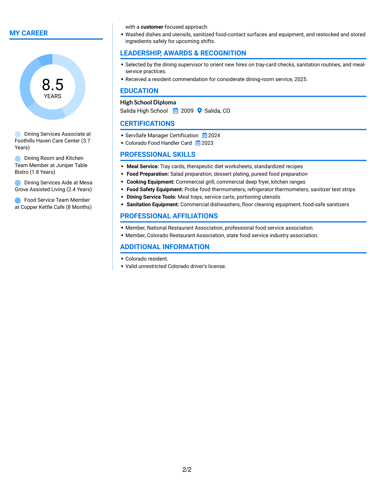 Resume example — page 2