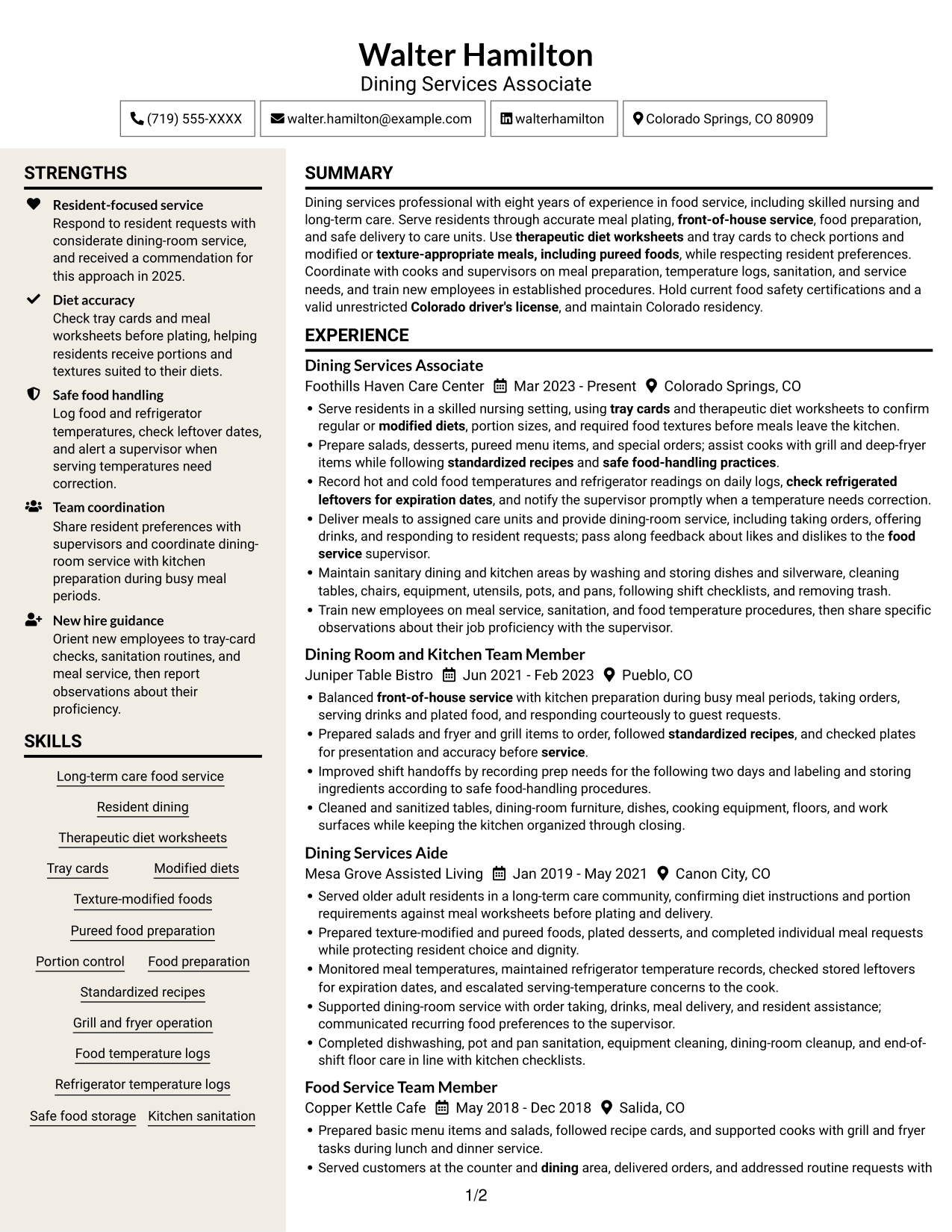 Resume example — page 1