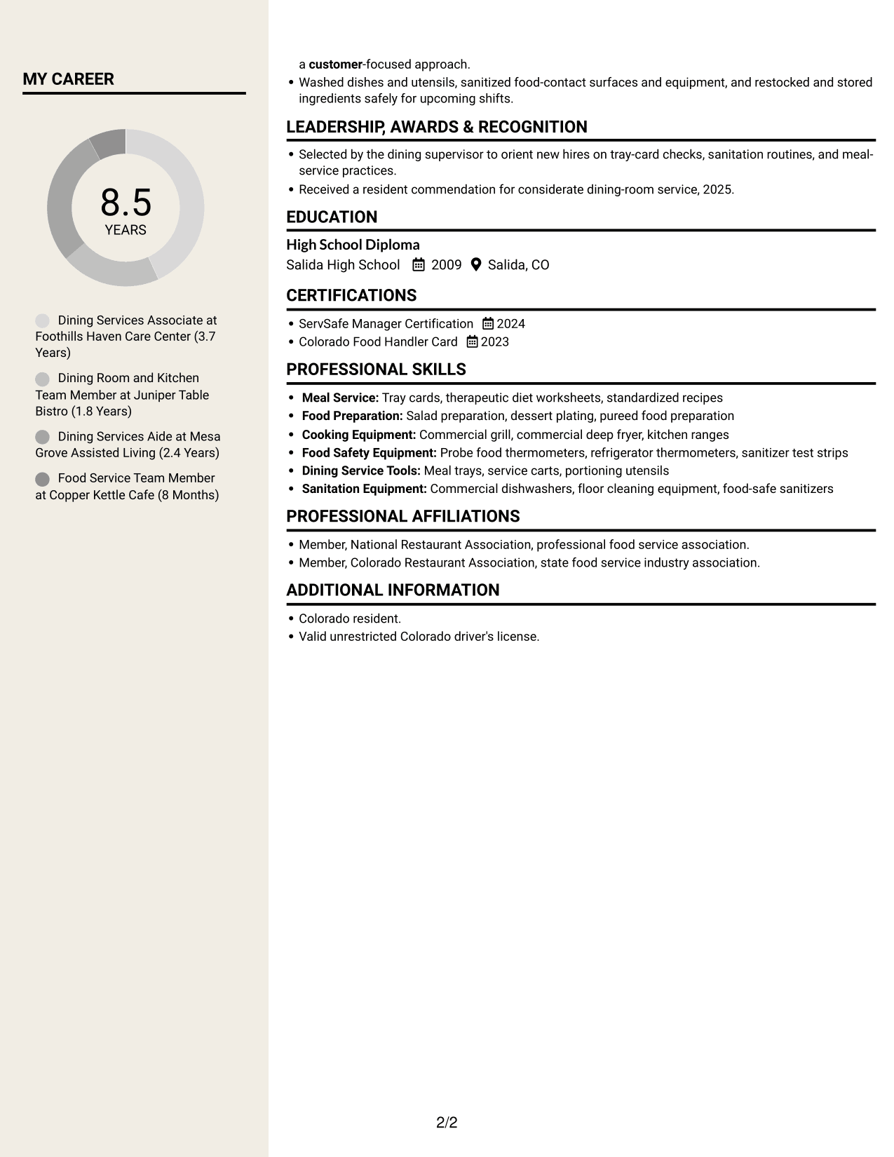Resume example — page 2