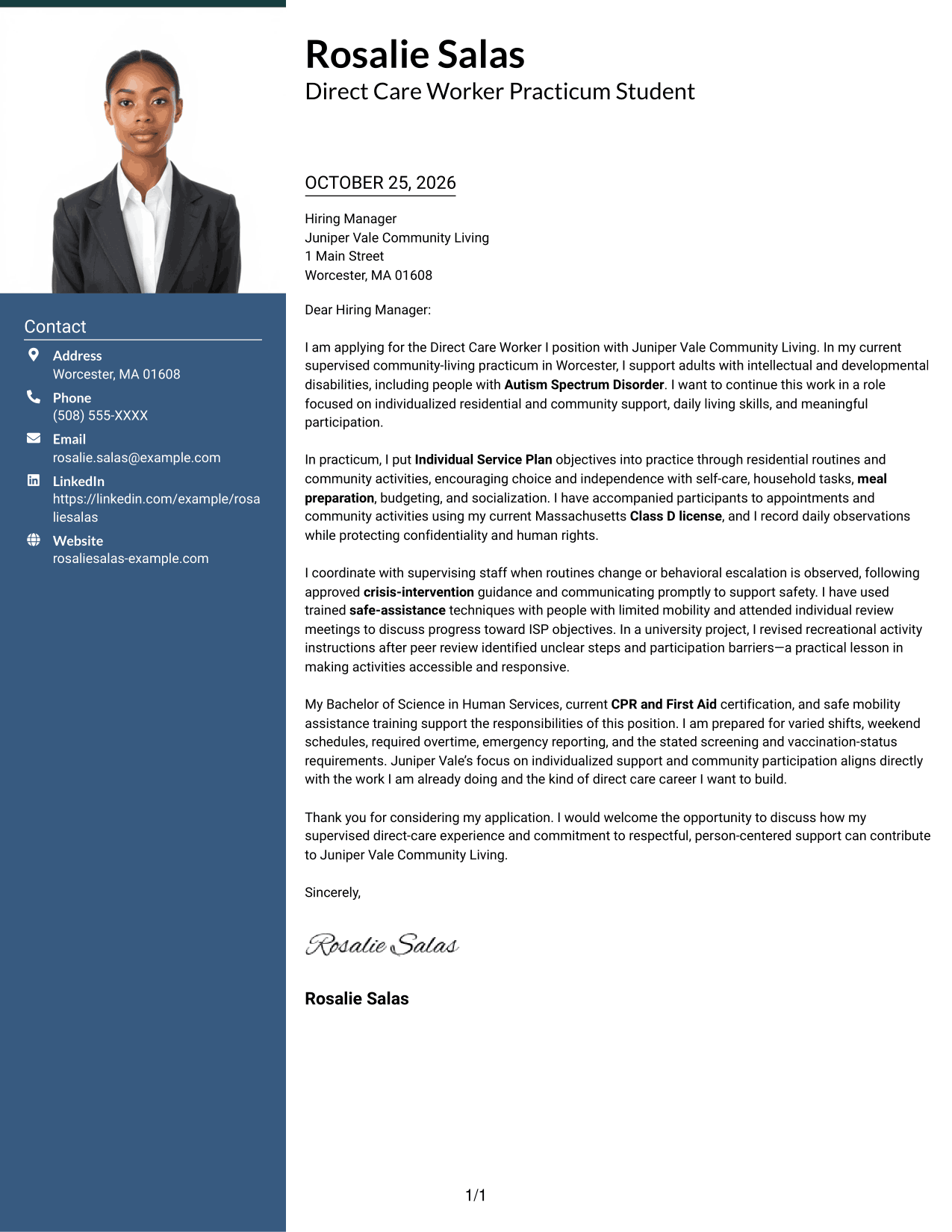 Cover letter example — page 1