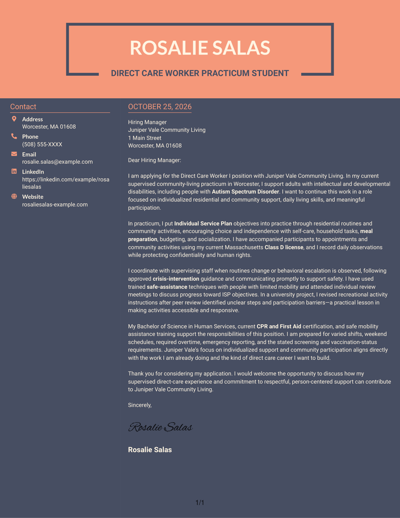 Cover letter example — page 1