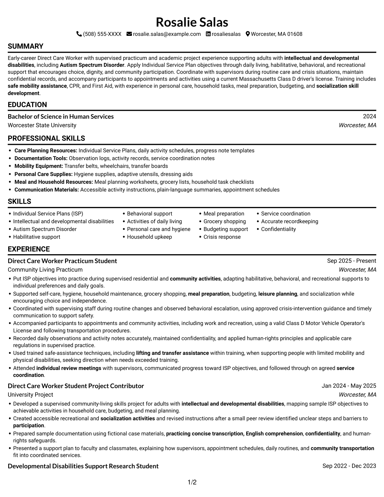 Resume example — page 1