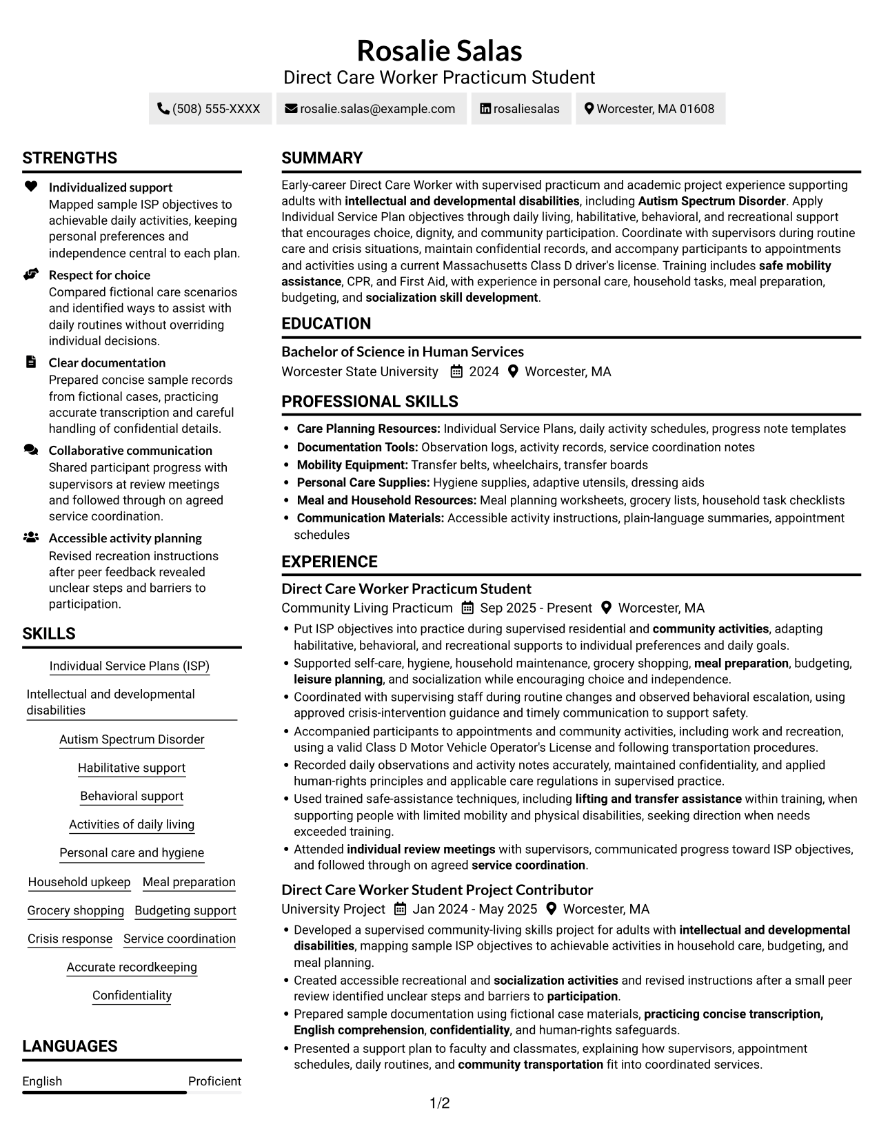 Resume example — page 1
