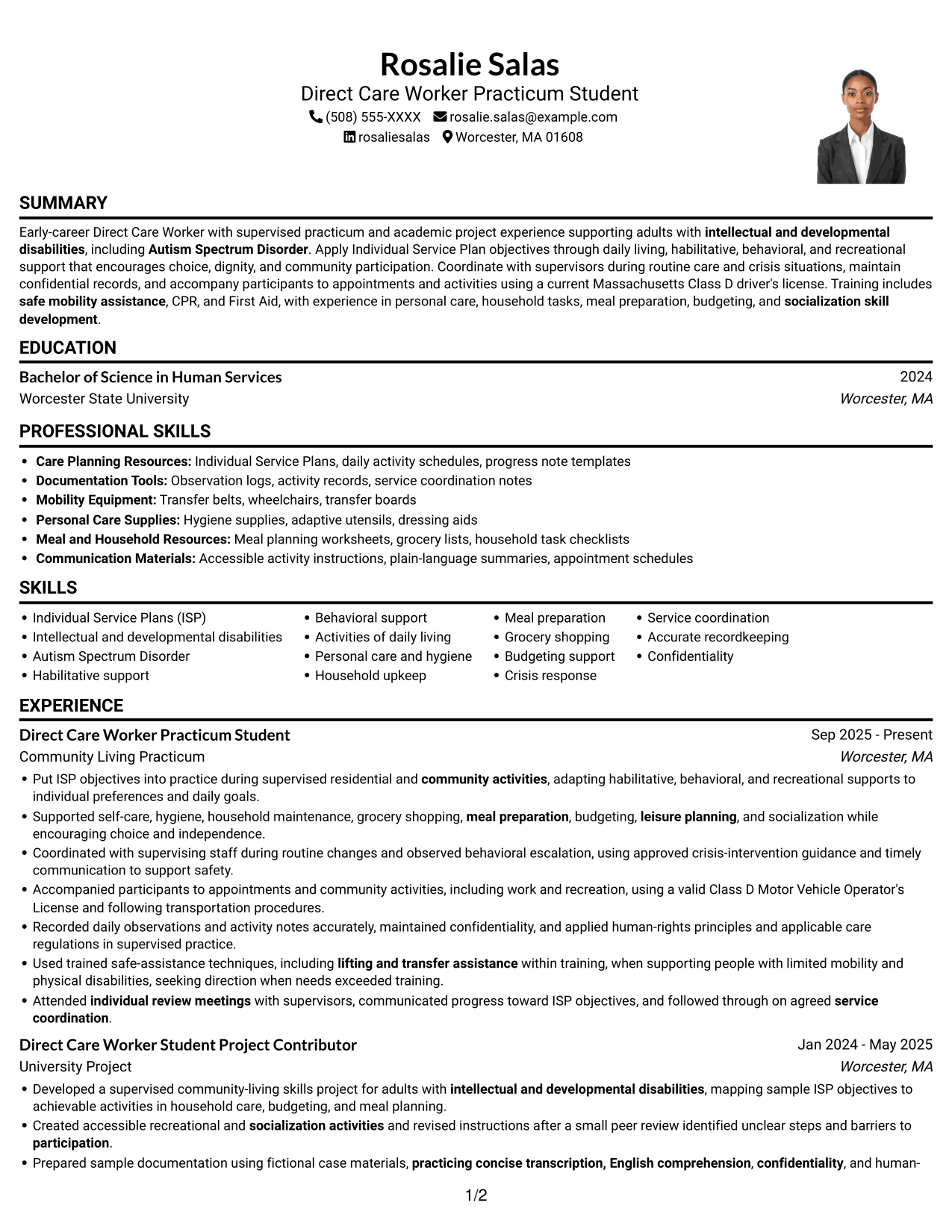 Resume example — page 1