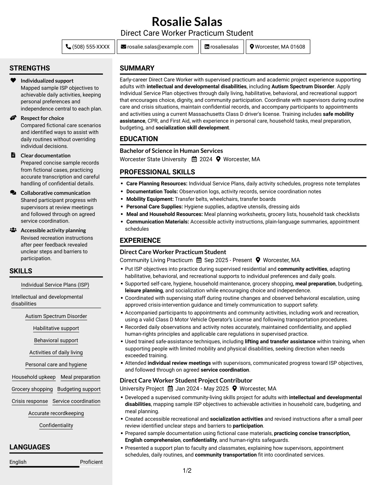 Resume example — page 1