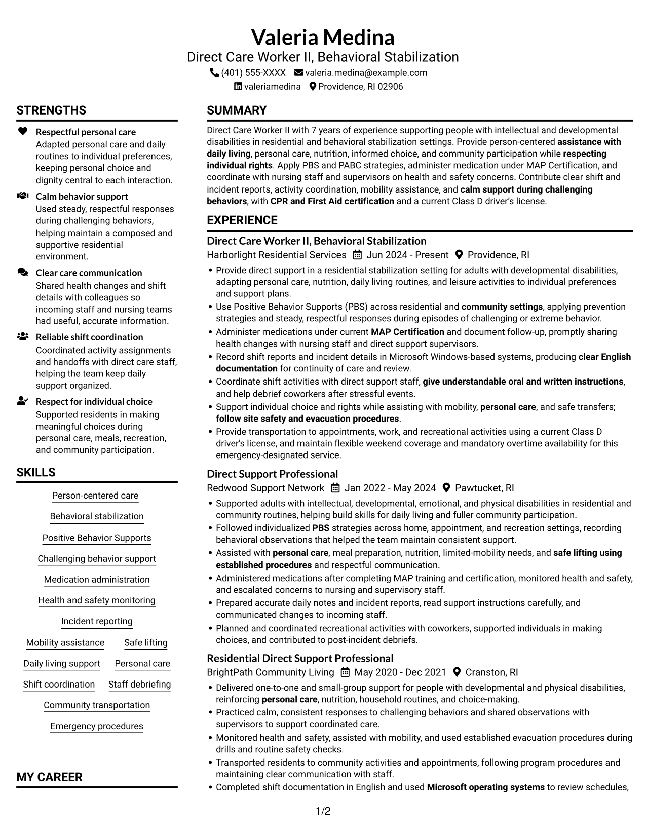 Resume example — page 1