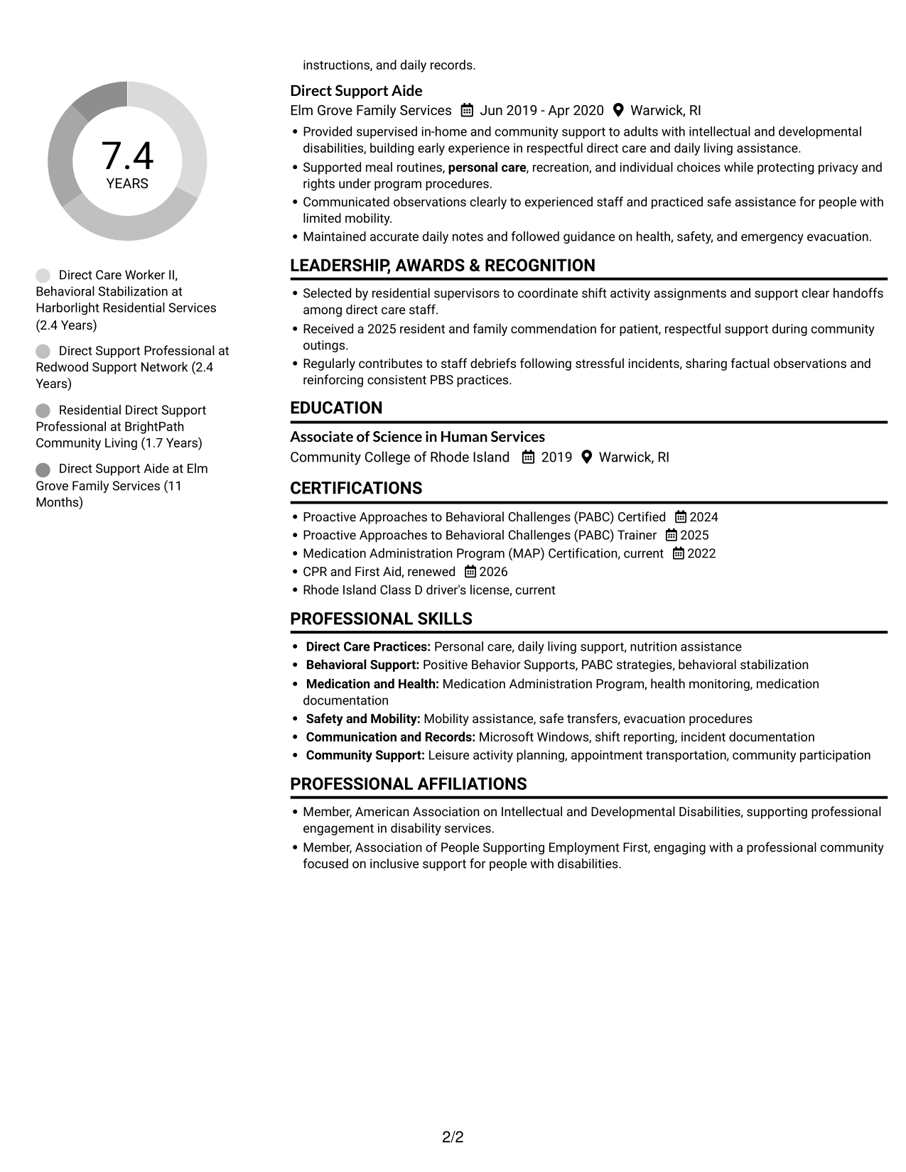 Resume example — page 2