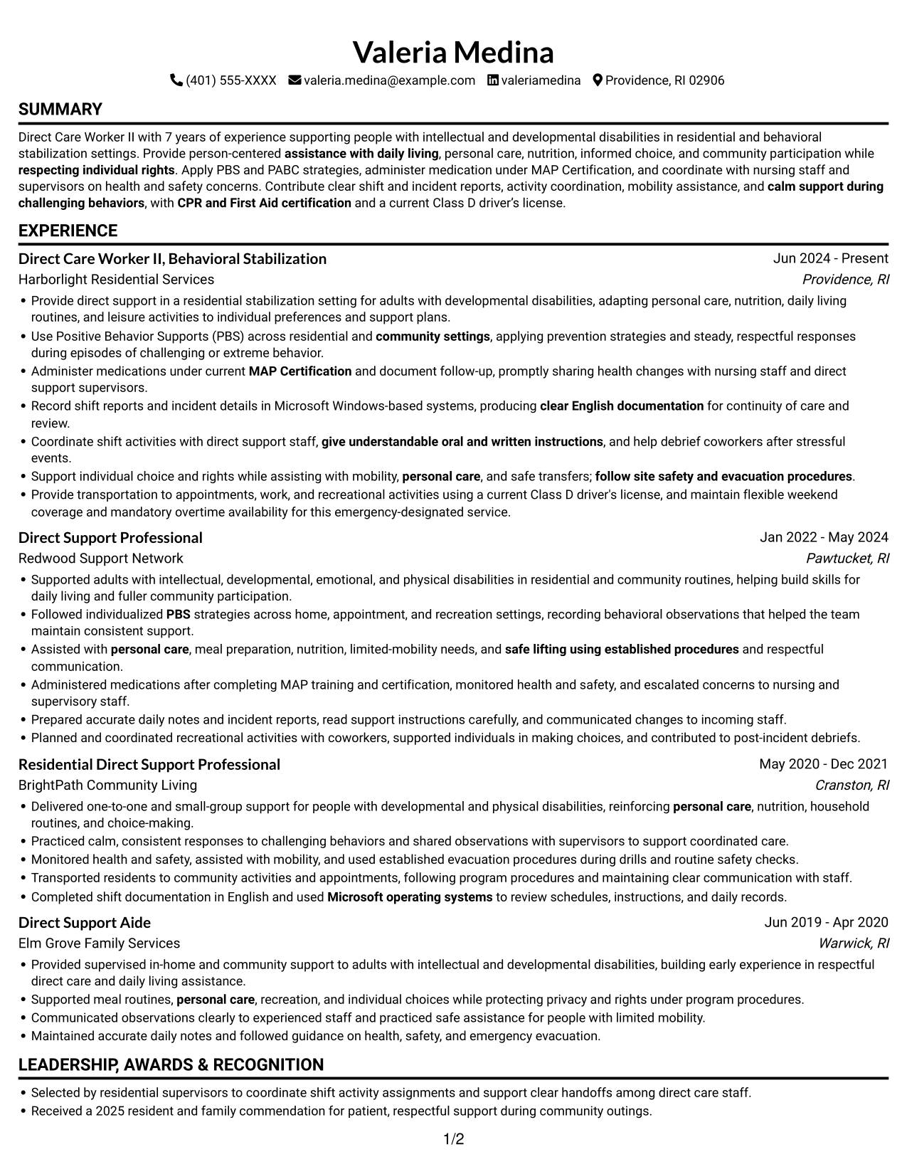 Resume example — page 1
