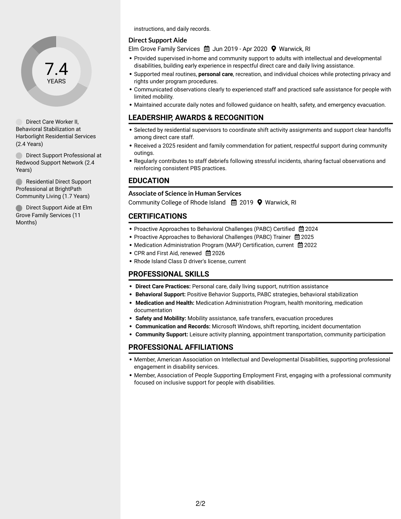 Resume example — page 2