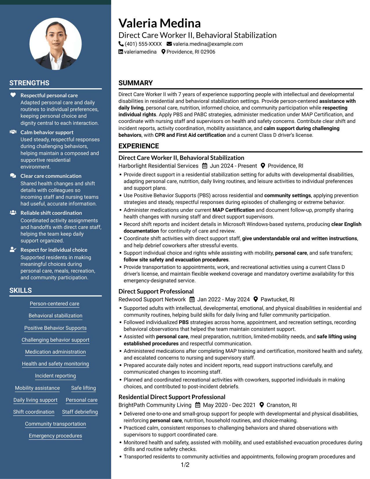 Resume example — page 1