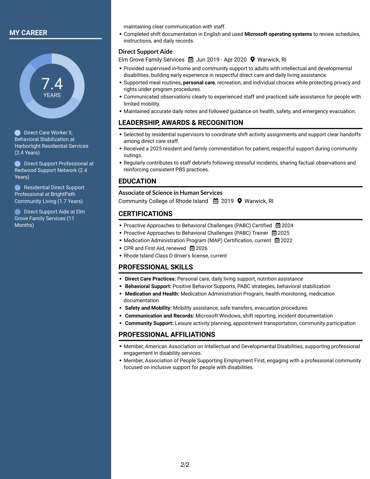 Resume example — page 2