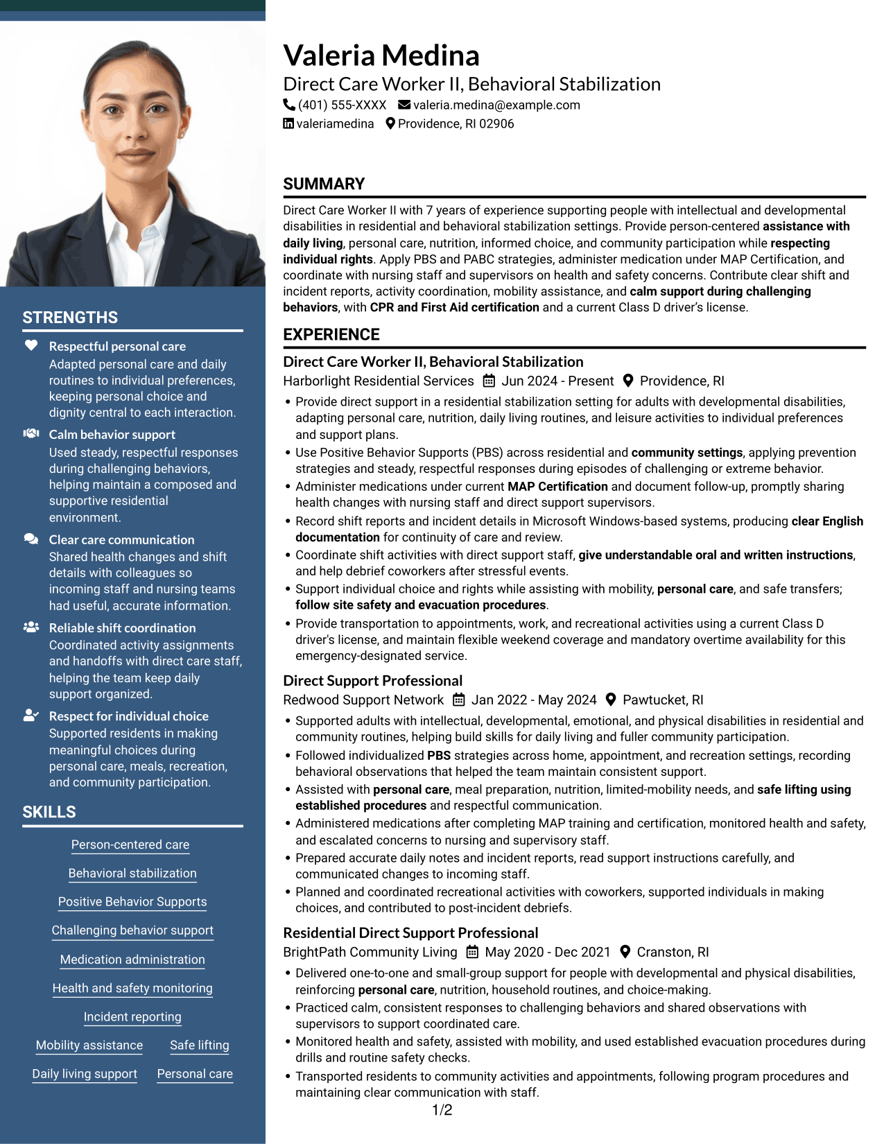 Resume example — page 1