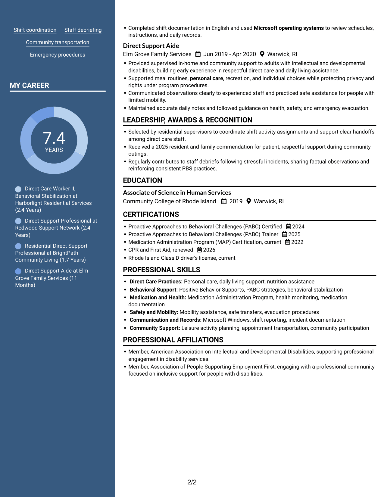 Resume example — page 2