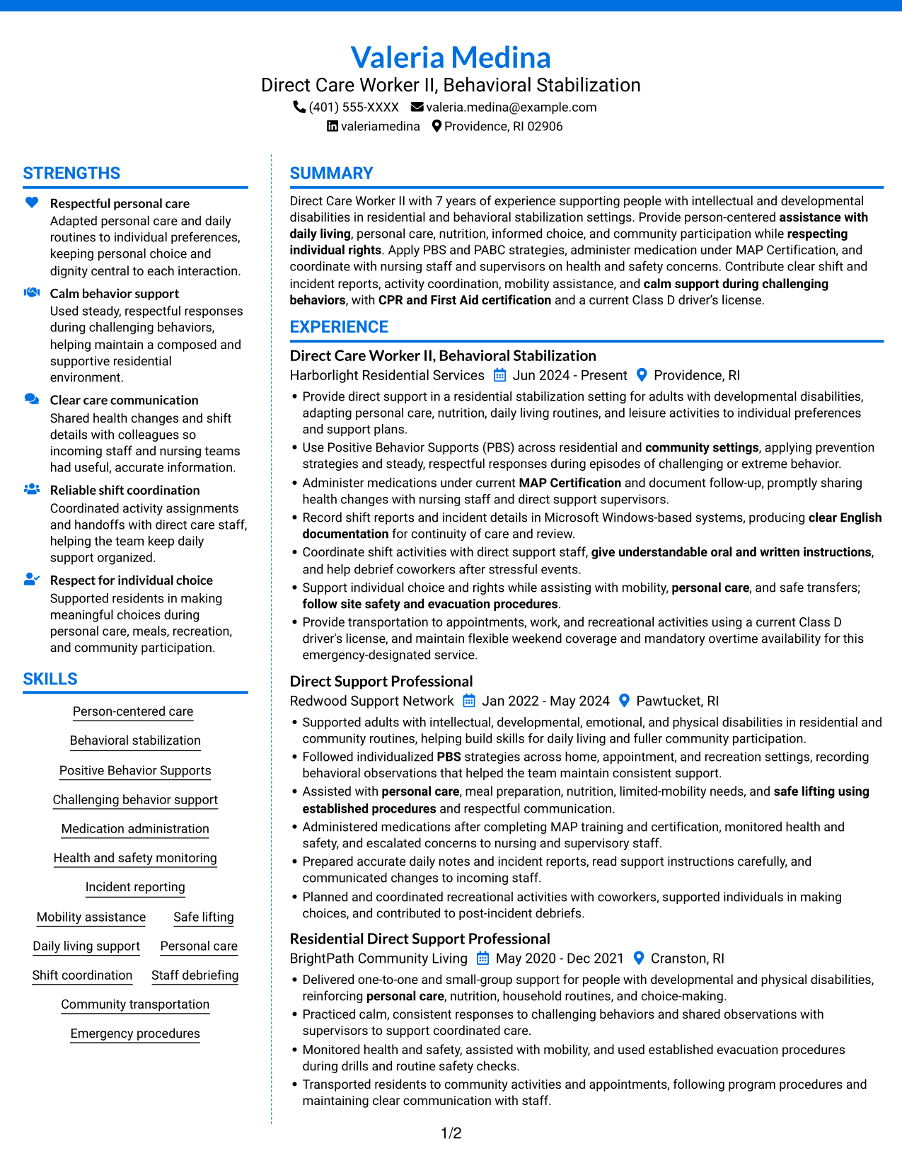 Resume example — page 1