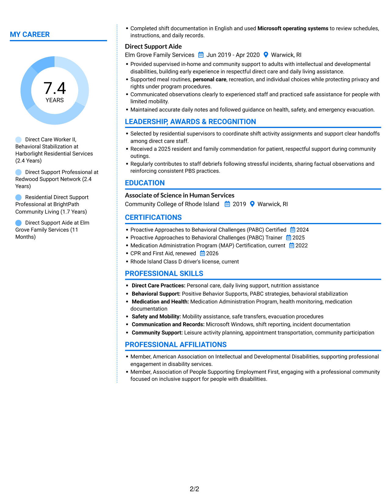 Resume example — page 2
