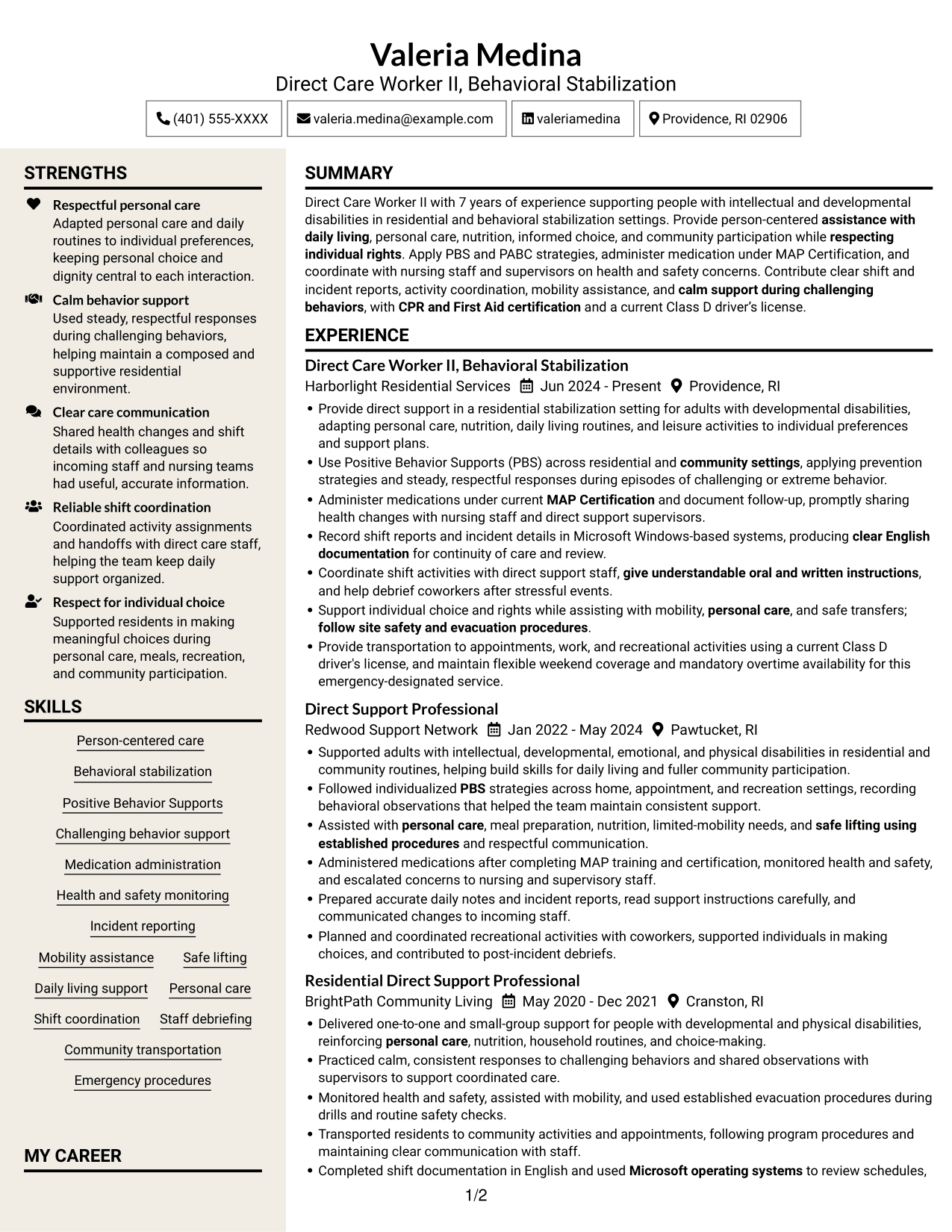 Resume example — page 1