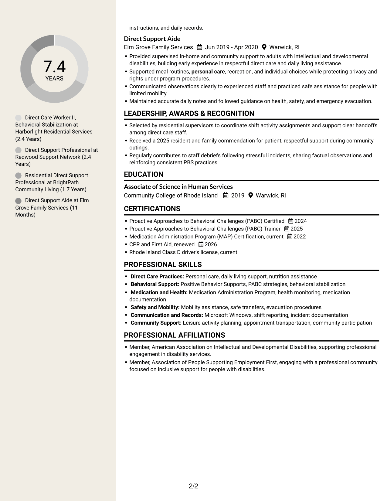 Resume example — page 2