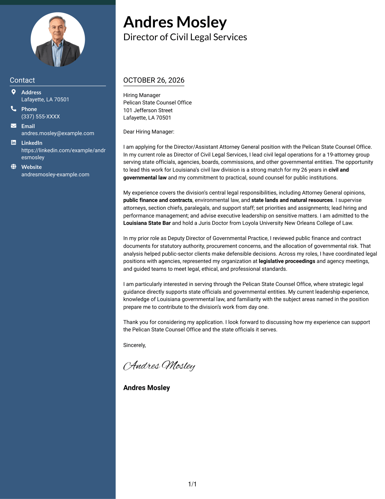 Cover letter example — page 1