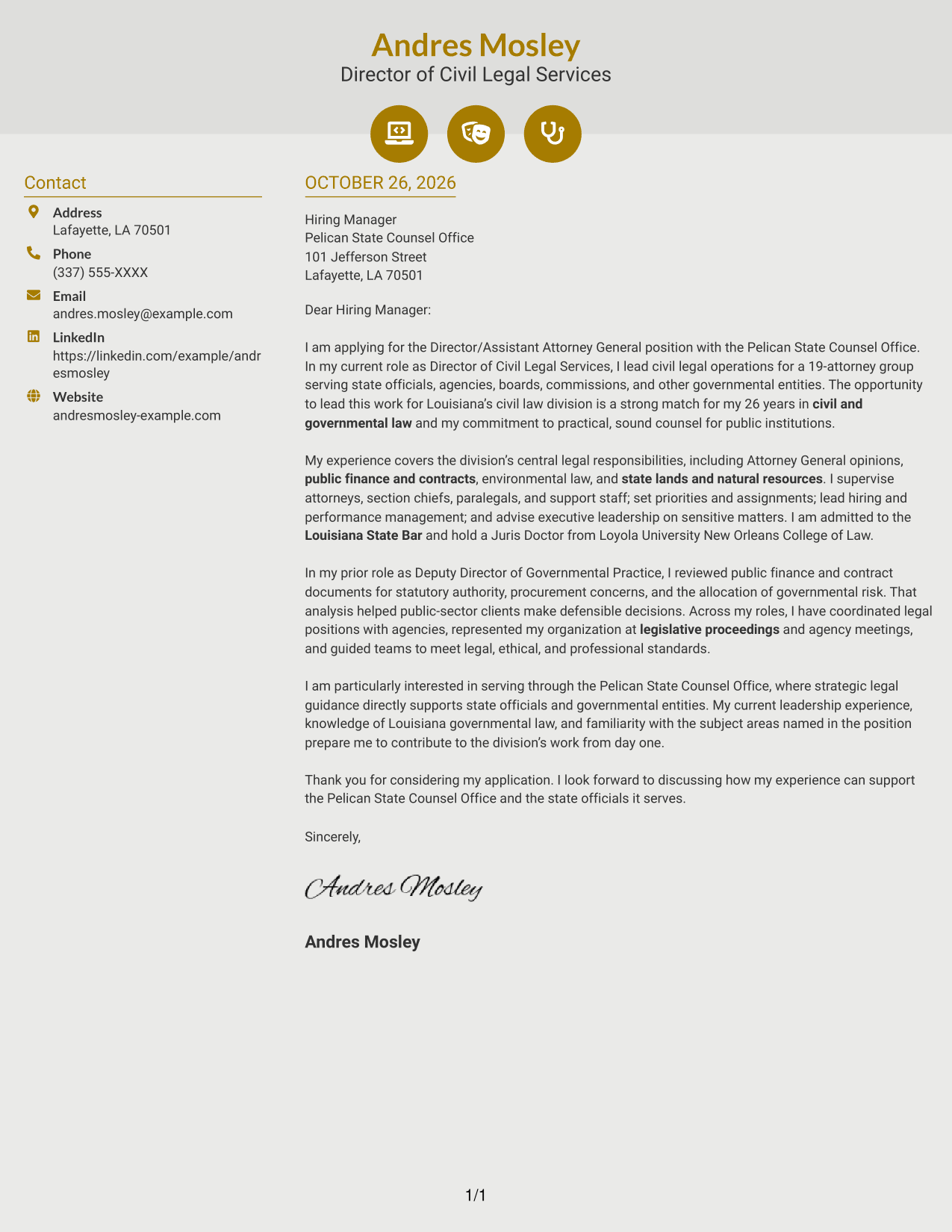 Cover letter example — page 1