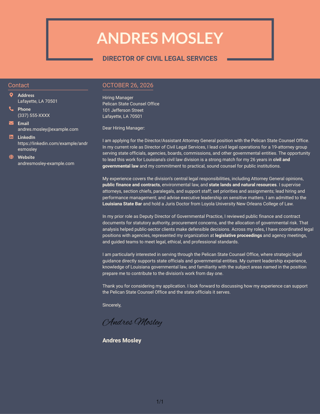 Cover letter example — page 1