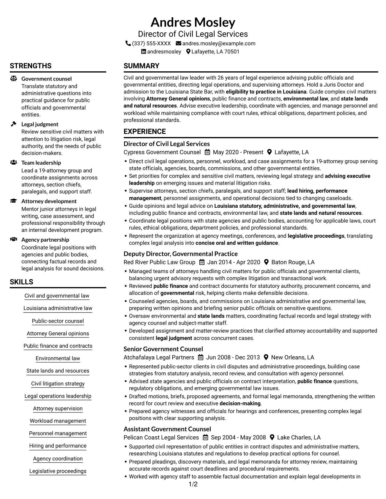 Resume example — page 1